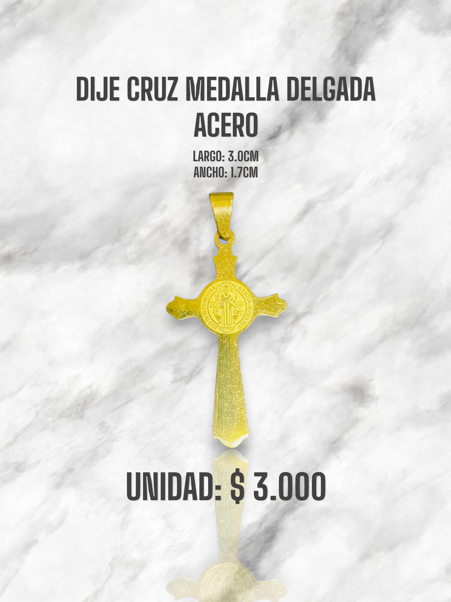 DIJE CRUZ MEDALLA DELGADA ACERO