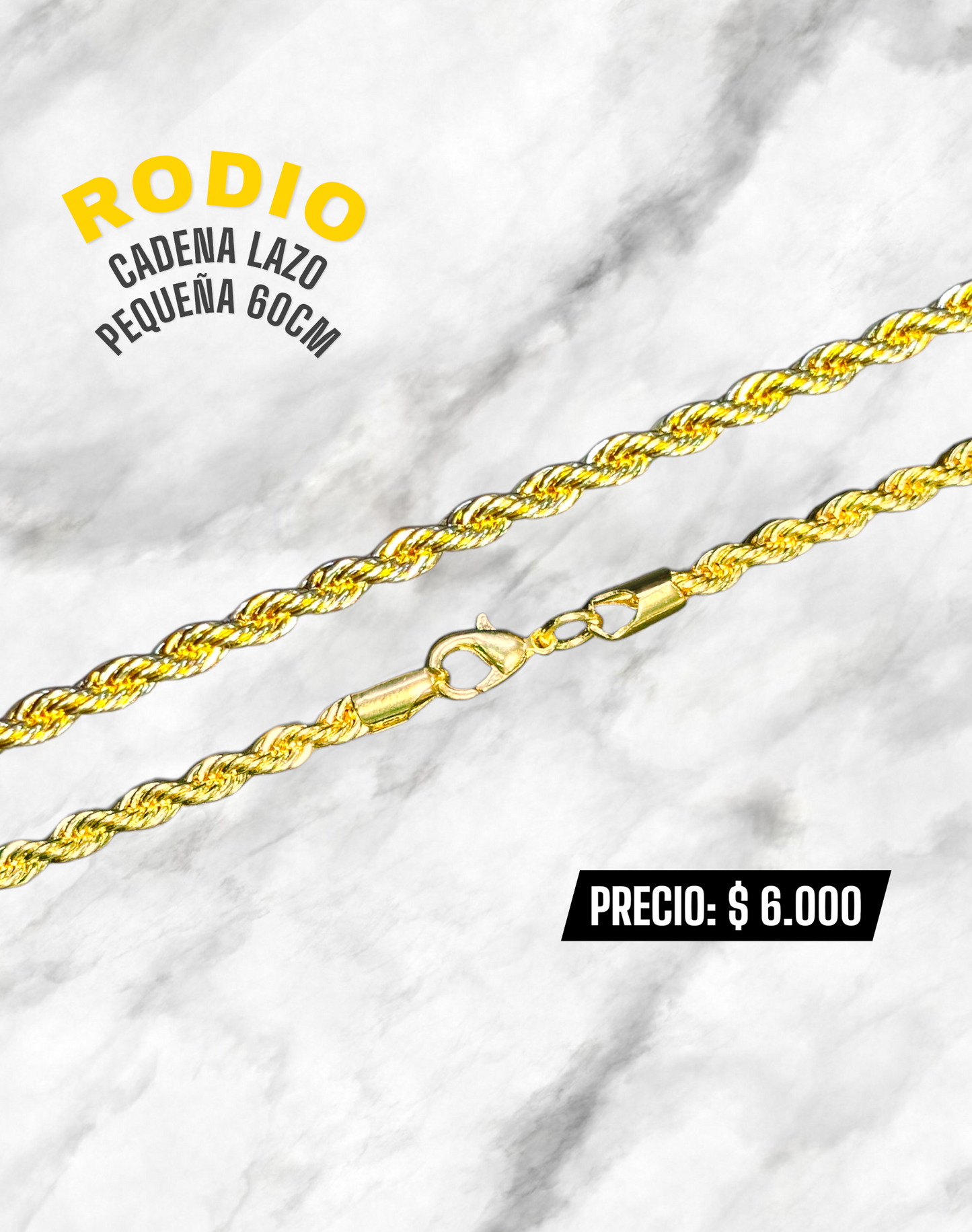 CADENA LAZO PEQUEÑA 60CM RODIO