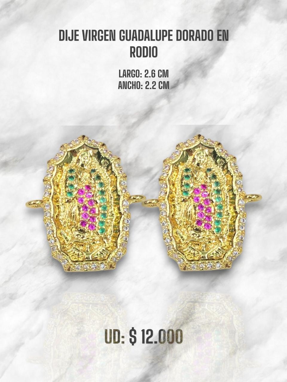 DIJE VIRGEN GUADALUPE DORADO MEDIANA RODIO