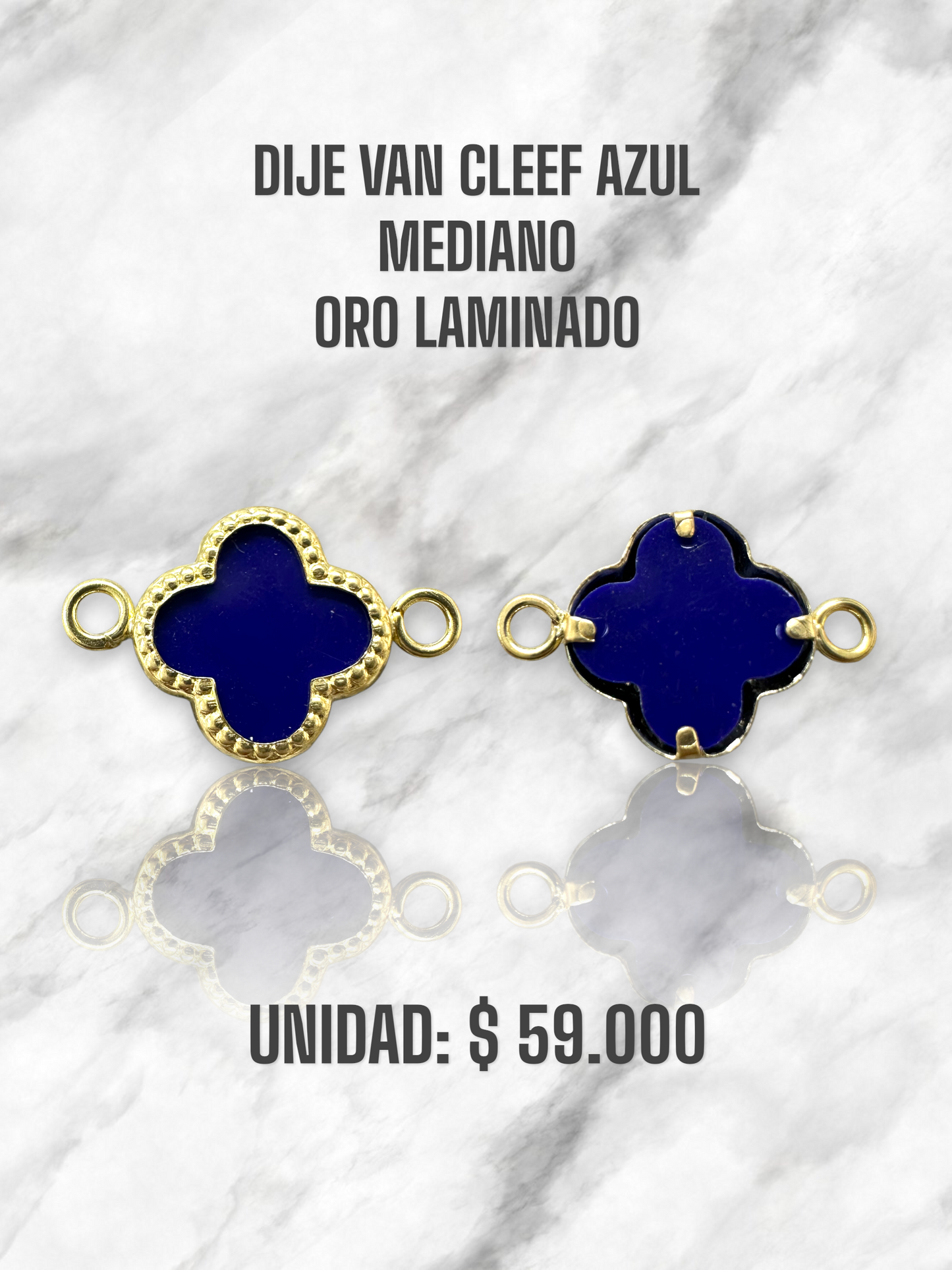 HERRAJE VAN CLEEF AZUL MEDIANO PULSO ORO LAMINADO