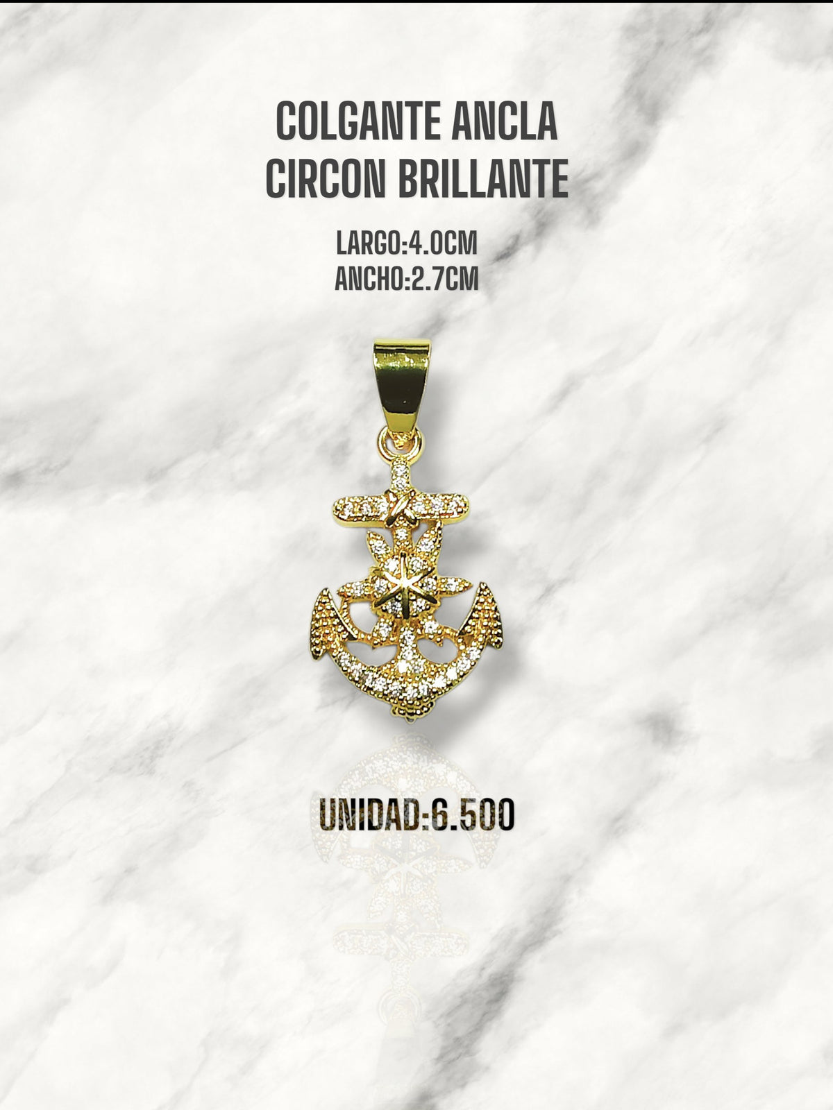 COLGANTE ANCLA CIRCON BRILLANTE