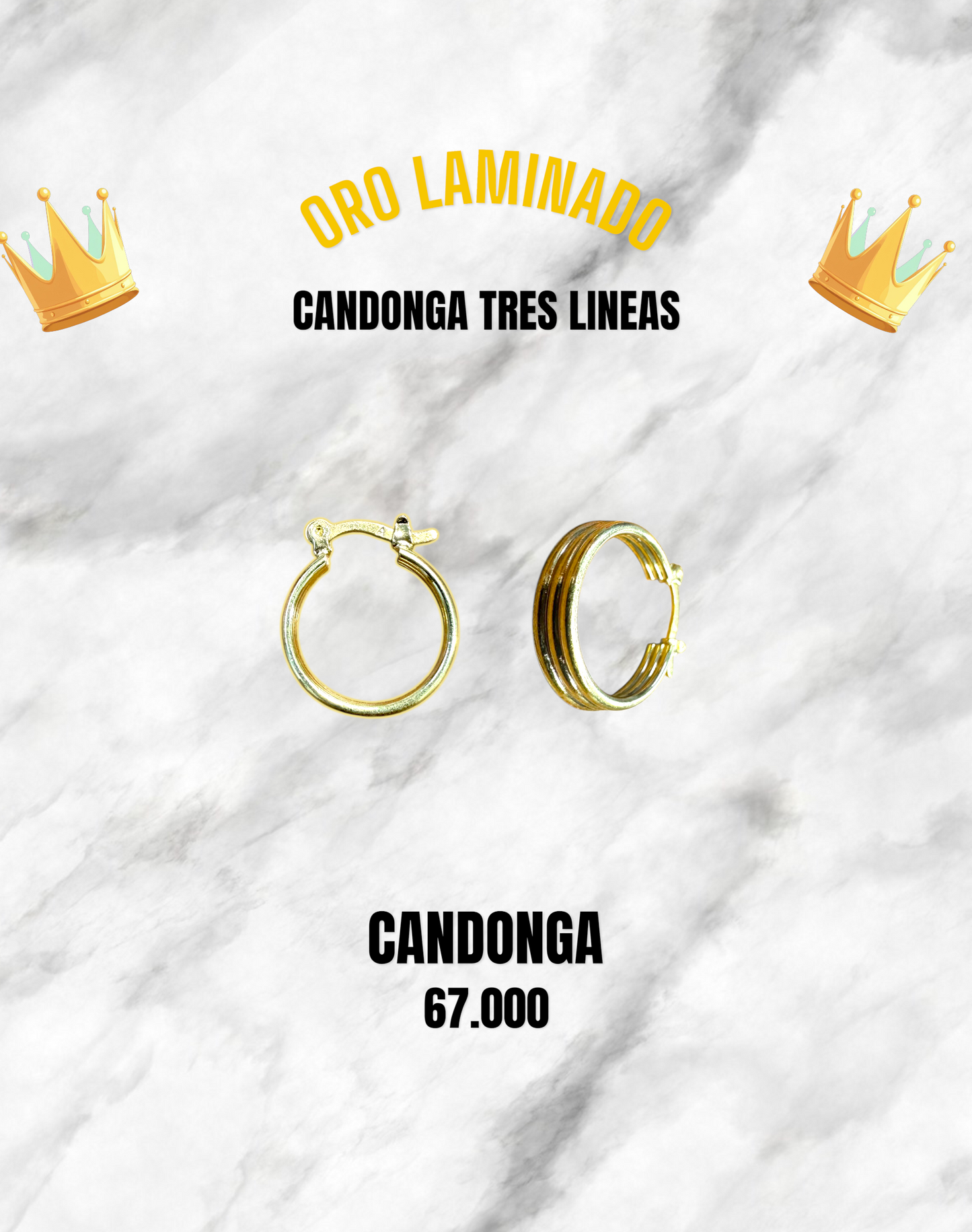 CANDONGA TRES LINEAS ORO LAMINADO