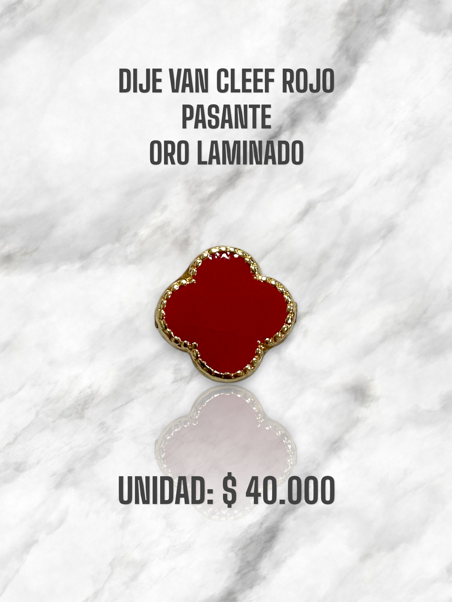 DIJE VAN CLEEF ROJO PASANTE ORO LAMINADO