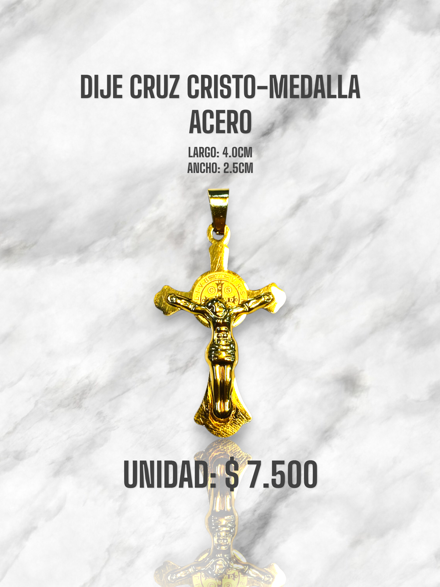 DIJE CRUZ CRISTO-MEDALLA ACERO
