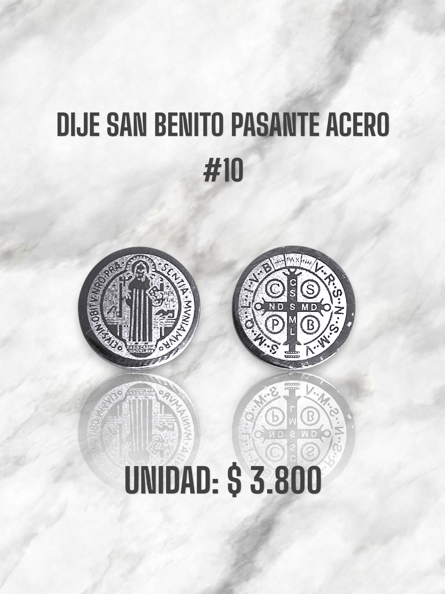 DIJE SAN BENITO PASANTE ACERO PLATEADO