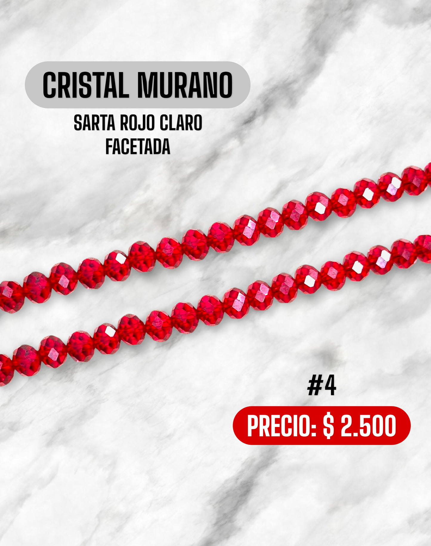 CRISTAL MURANO ROJO CLARO