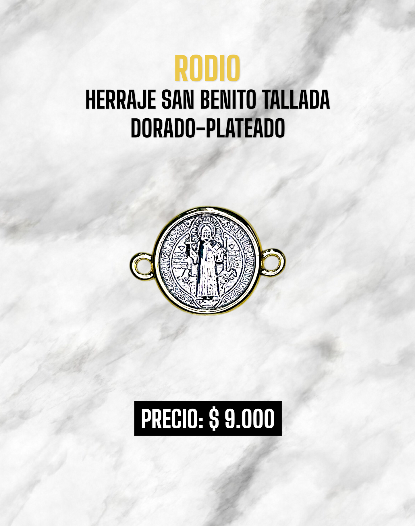 HERRAJE SAN BENITO TALLADO DORADO-PLATEADO RODIO