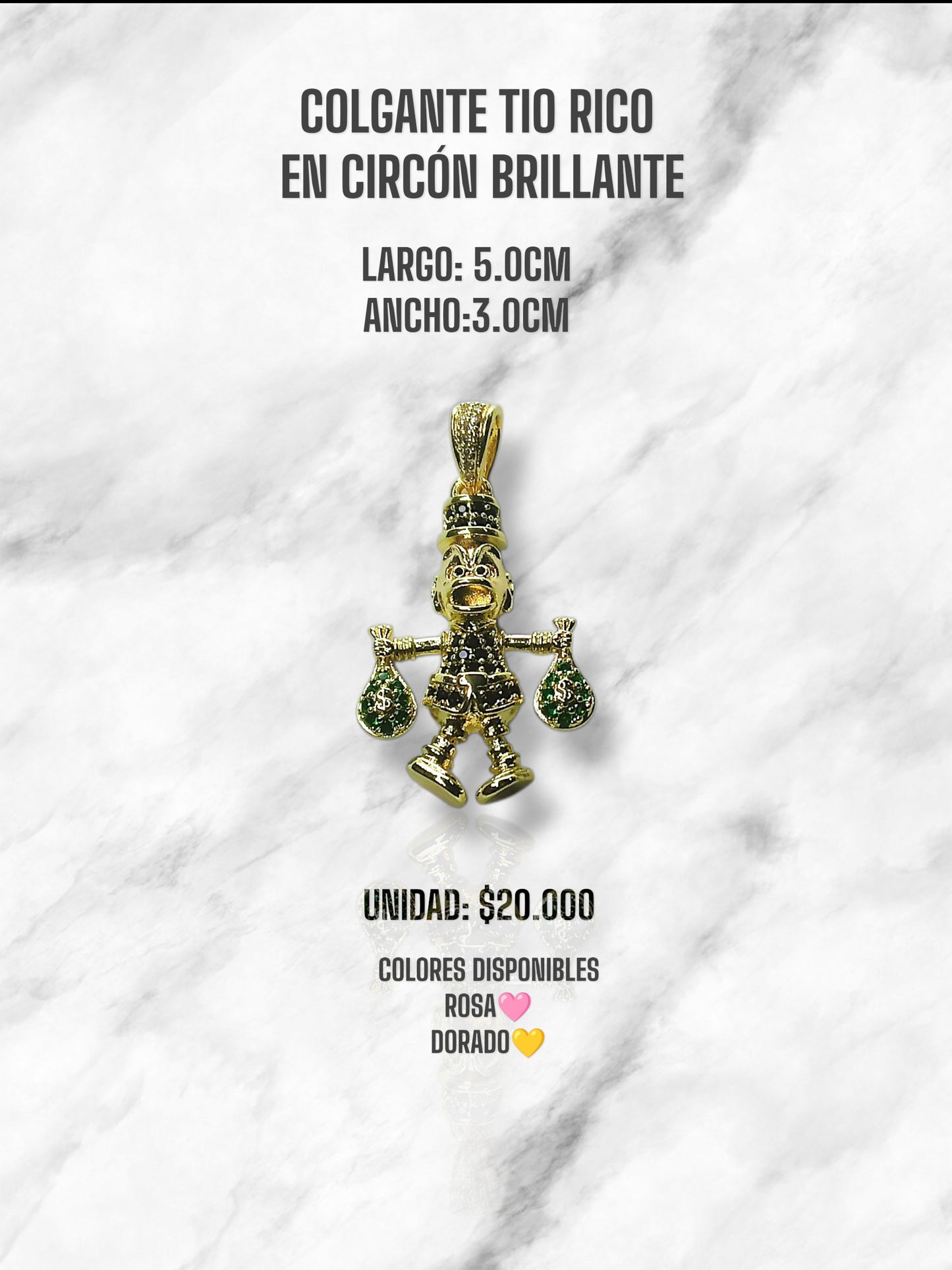COLGANTE TIO RICO EN CIRCON BRILLANTE