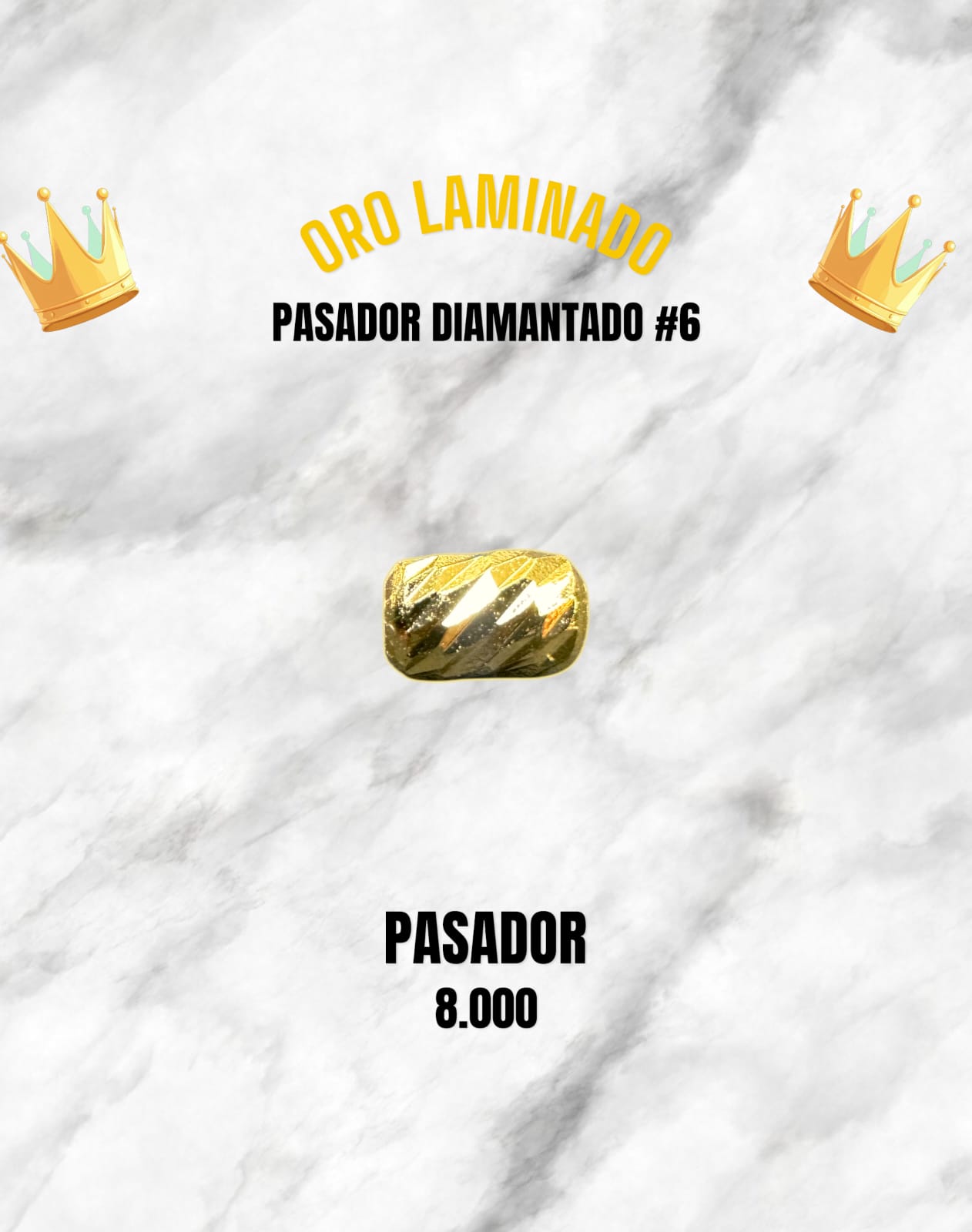 PASADOR DIAMANTADO #6 ORO LAMINADO