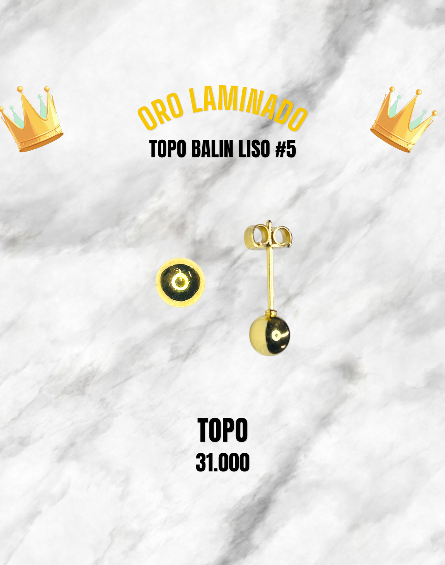 TOPO BALIN LISO ORO LAMINADO