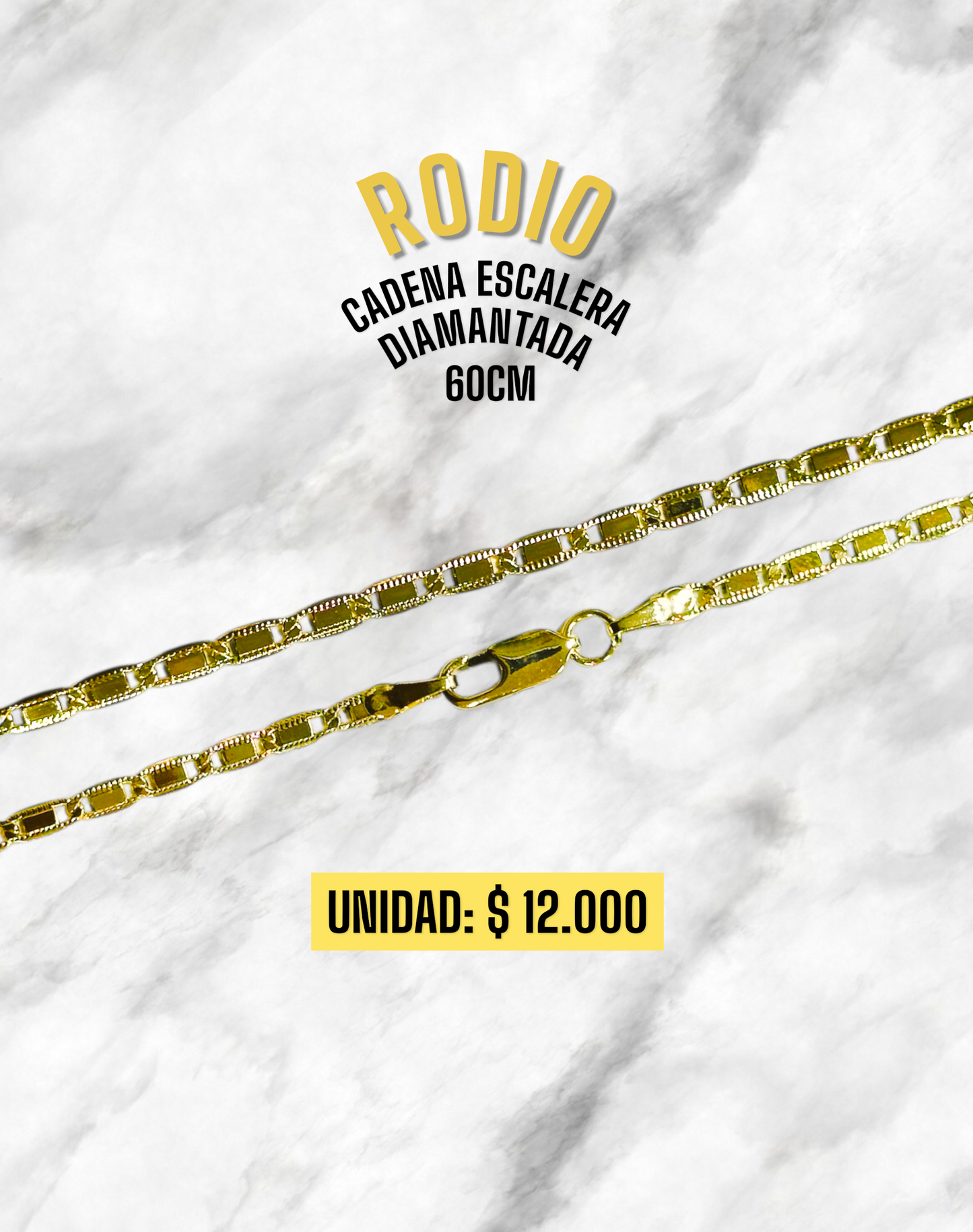 CADENA ESCALERA DIAMANTADA 60CM RODIO