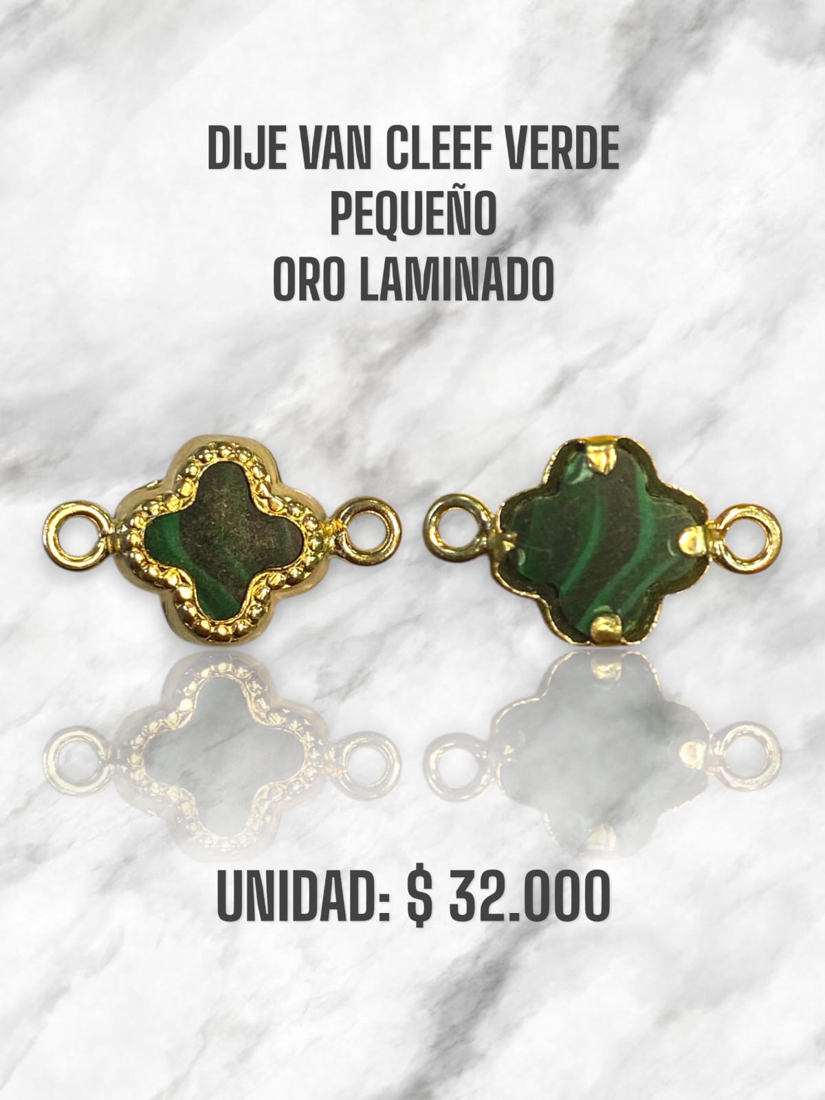 DIJE VAN CLEEF VERDE PEQUEÑO PULSO ORO LAMINADO