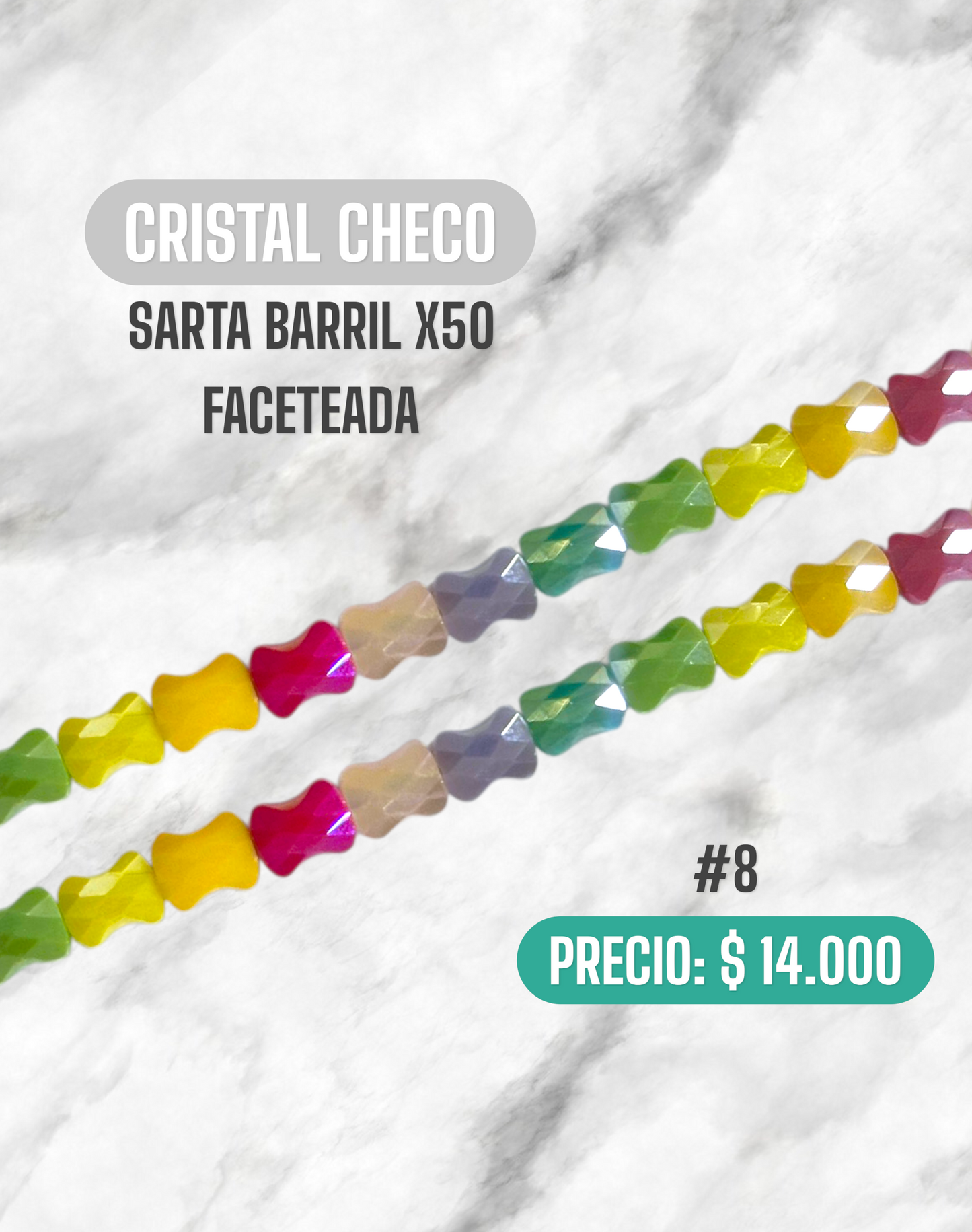 CRISTAL CHECO SARTA BARRIL X50 FACETEADA