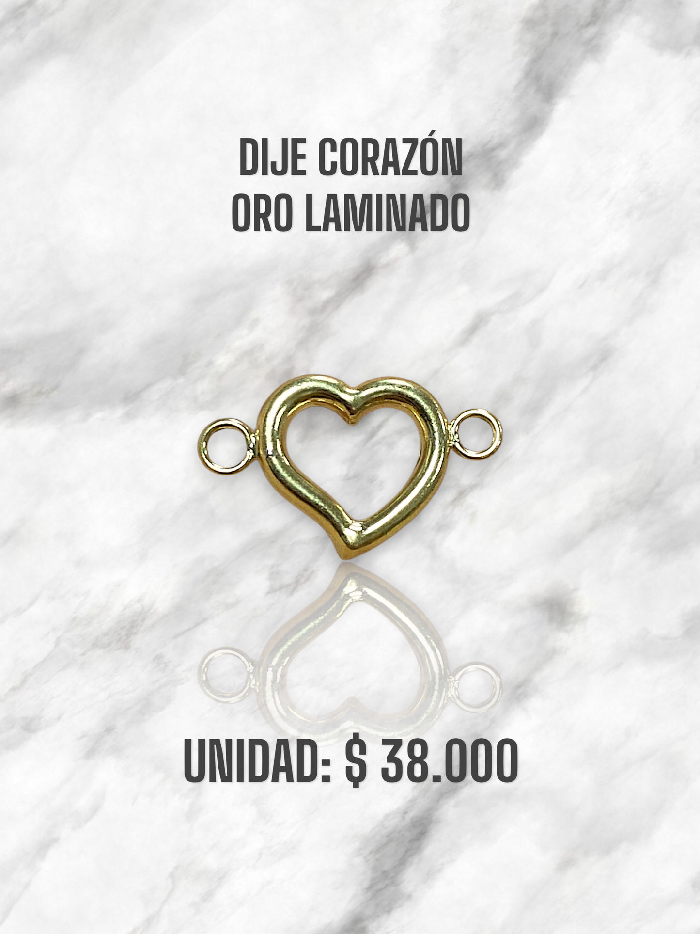 DIJE CORAZÓN PULSO ORO LAMINADO