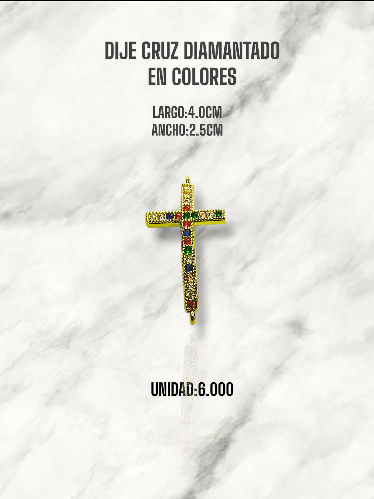 DIJE CRUZ DIAMANTADO EN COLORES