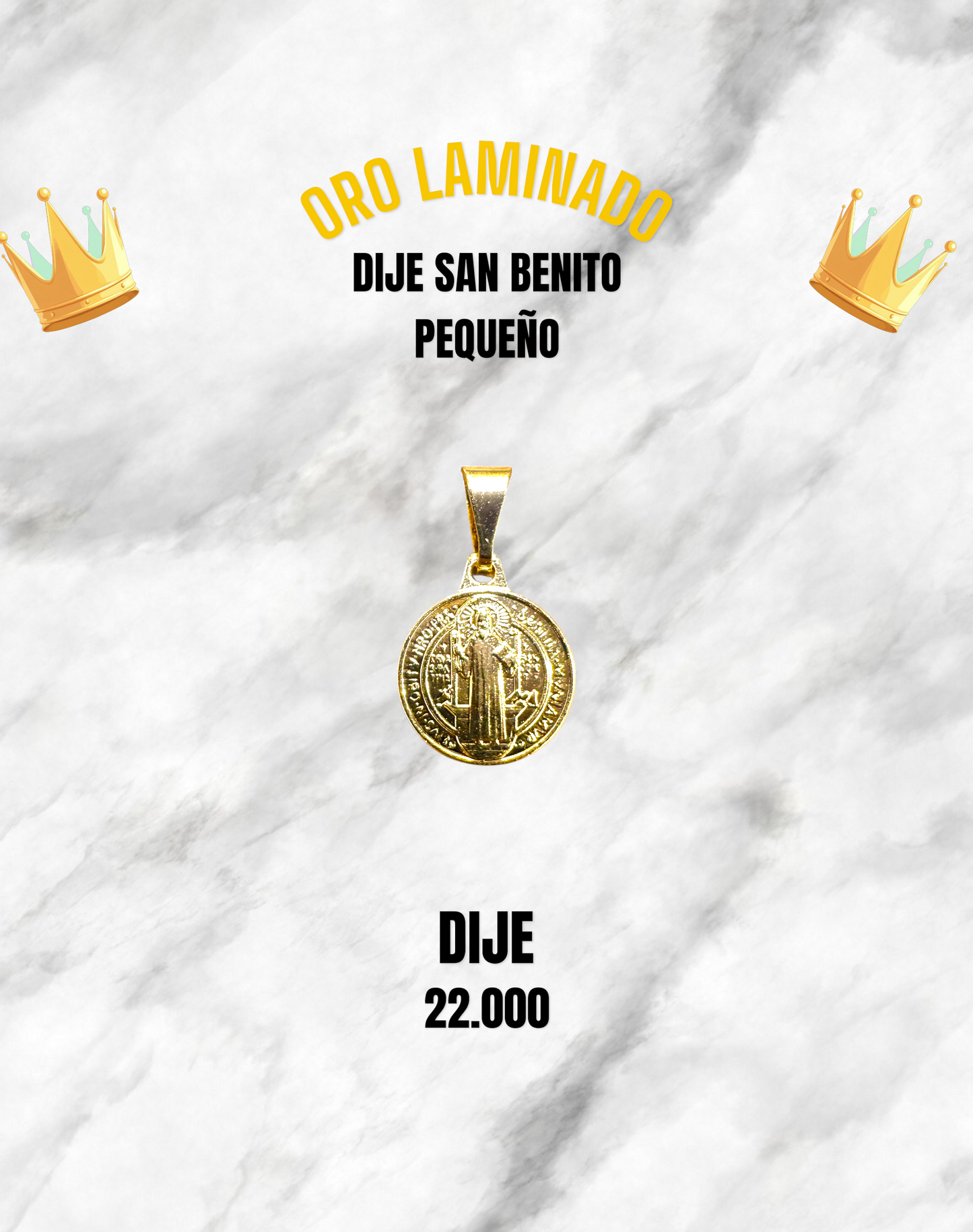 DIJE SAN BENITO PEQUEÑO ORO LAMINADO