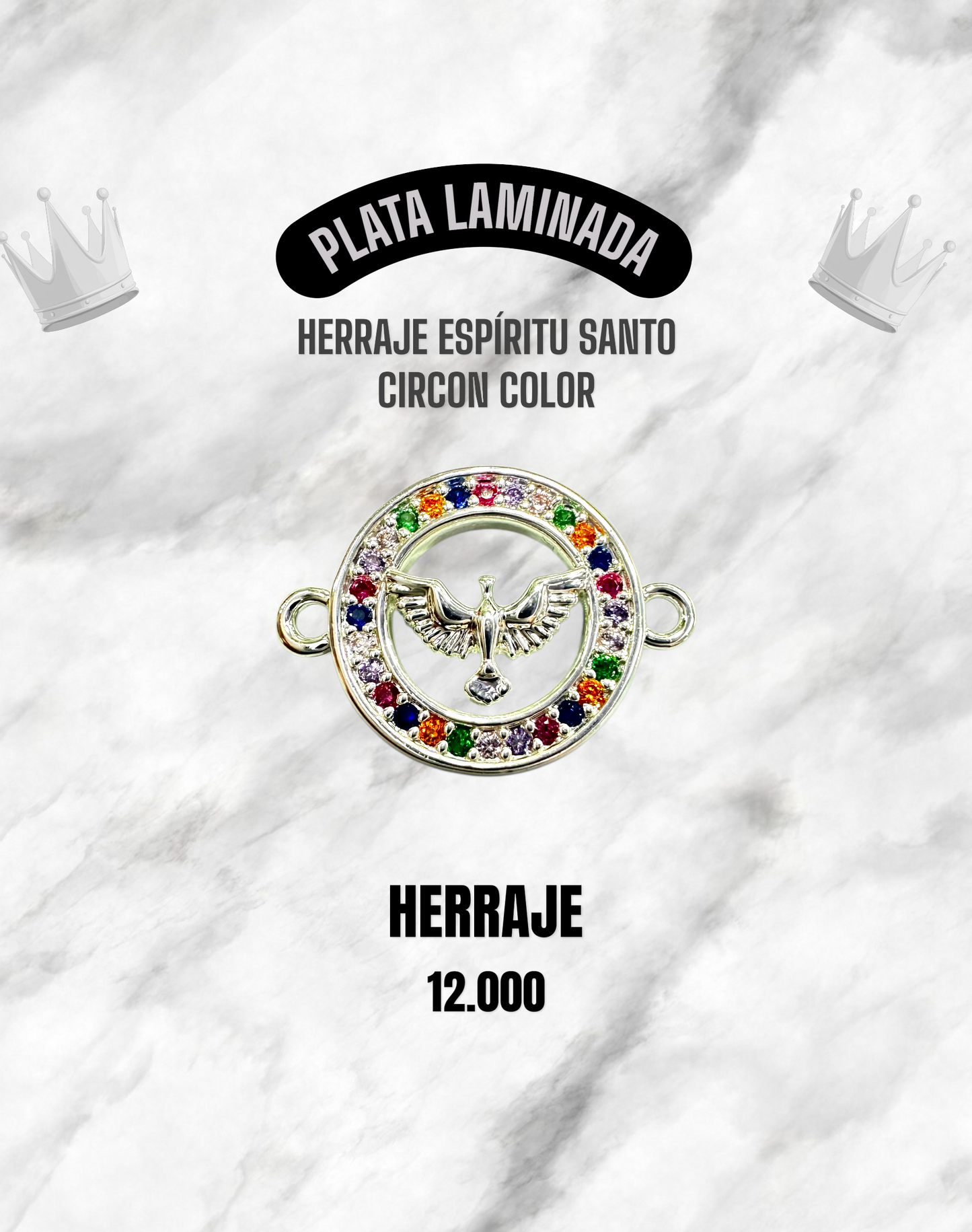 HERRAJE ESPÍRITU SANTO CIRCÓN COLOR PLATA LAMINADA