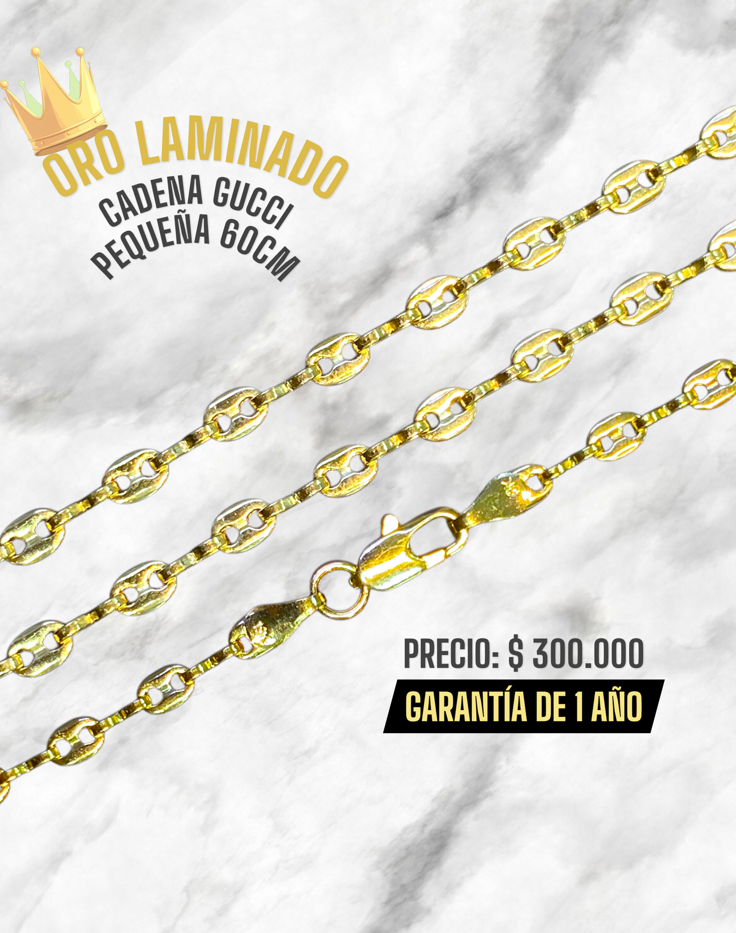 CADENA GUCCI PEQUEÑA 60CM ORO LAMINADO