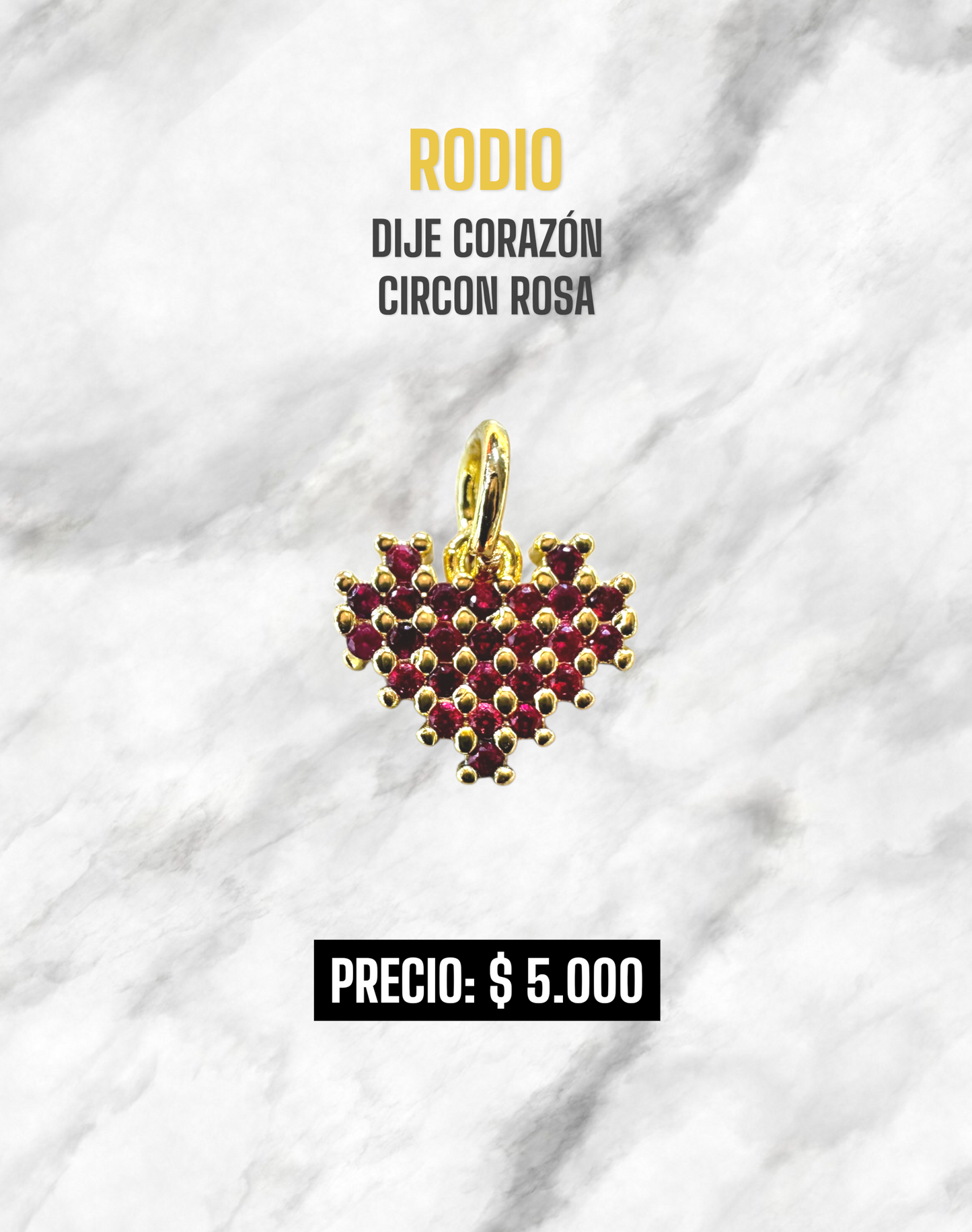 DIJE CORAZÓN CIRCON ROSA