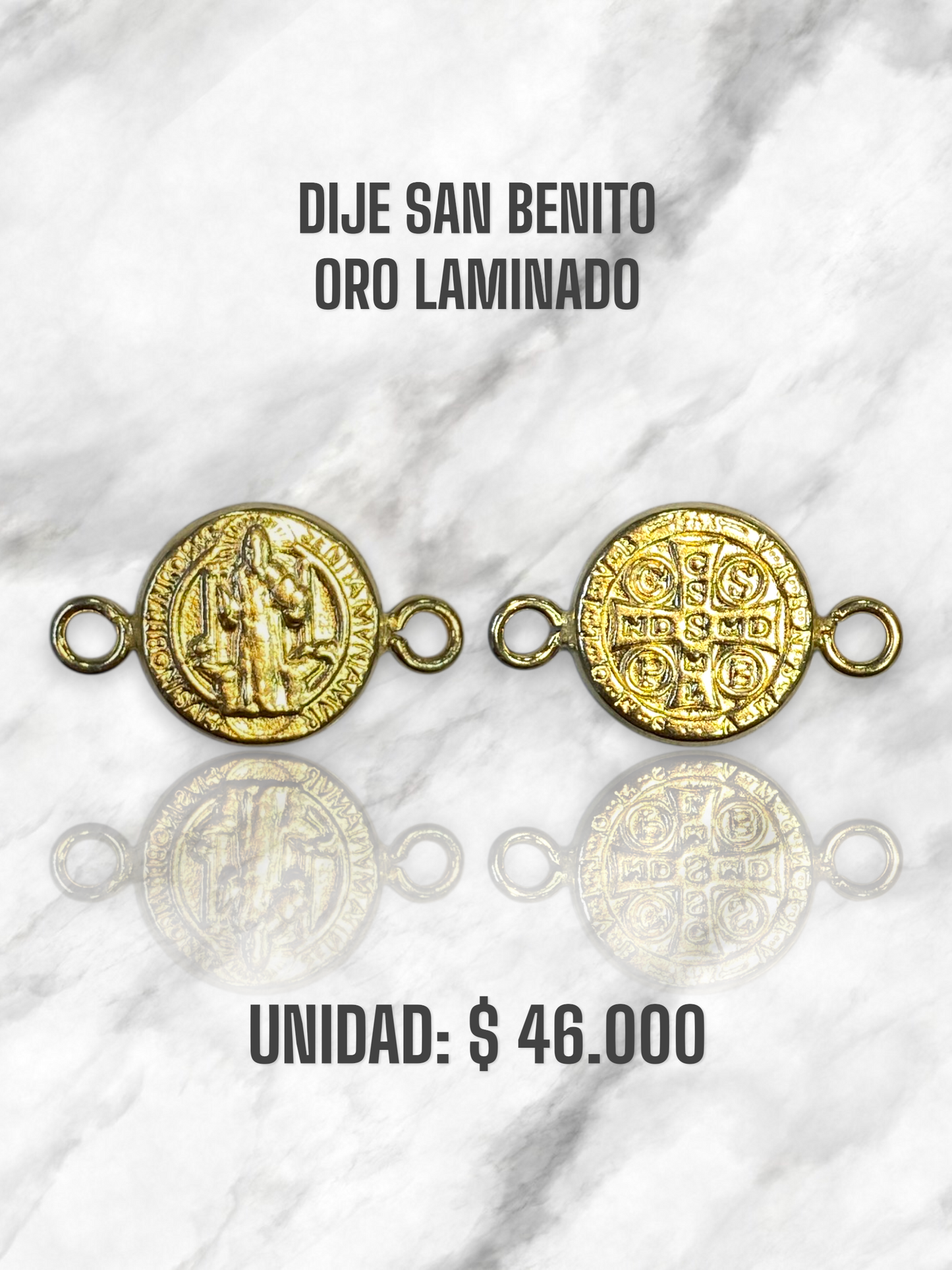 DIJE SAN BENITO 10MM PULSO ORO LAMINADO