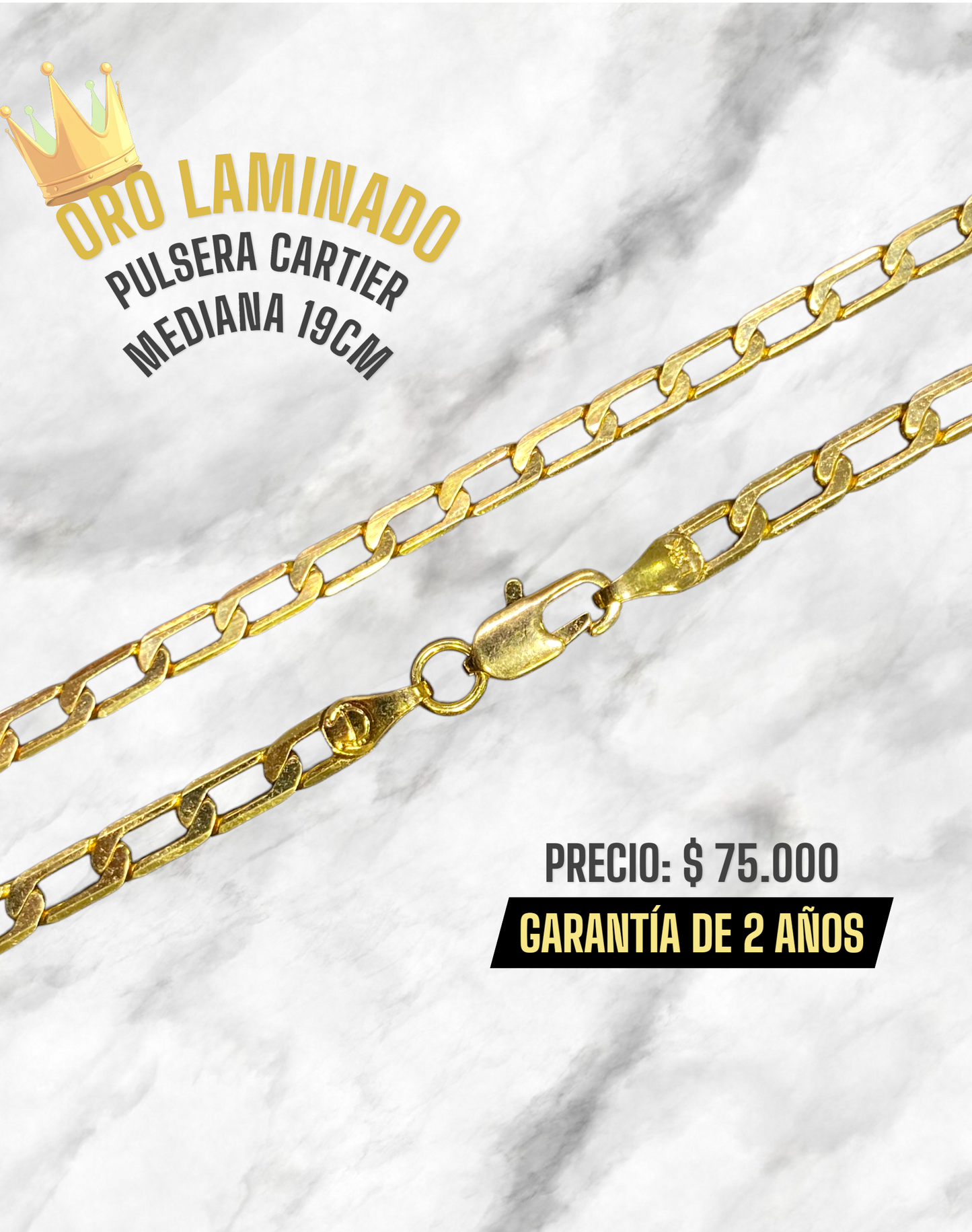 PULSERA CARTIER 19CM ORO LAMINADO