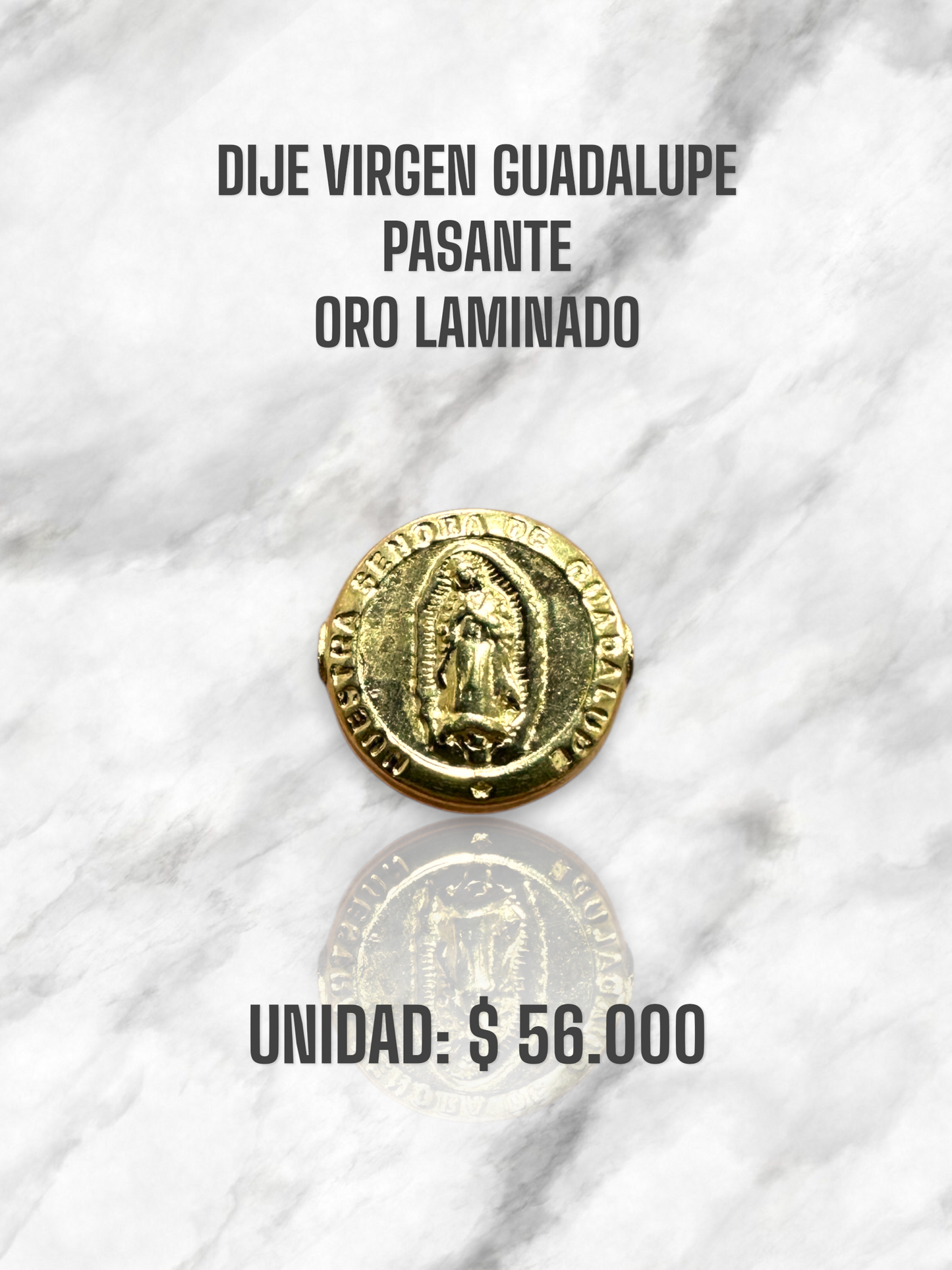 DIJE VIRGEN GUADALUPE PASANTE ORO LAMINADO