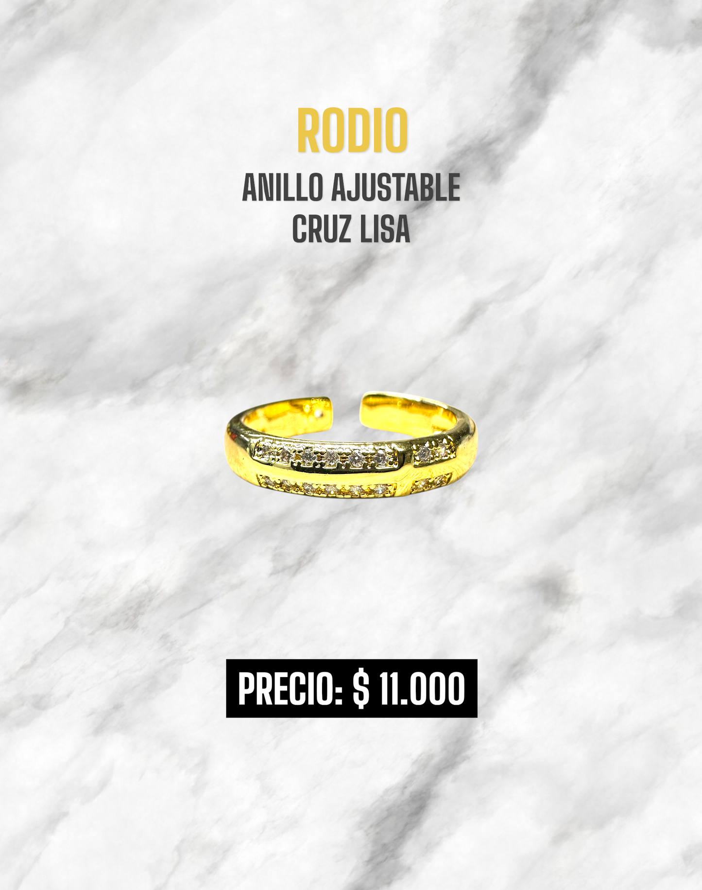 ANILLO AJUSTABLE CRUZ LISA RODIO