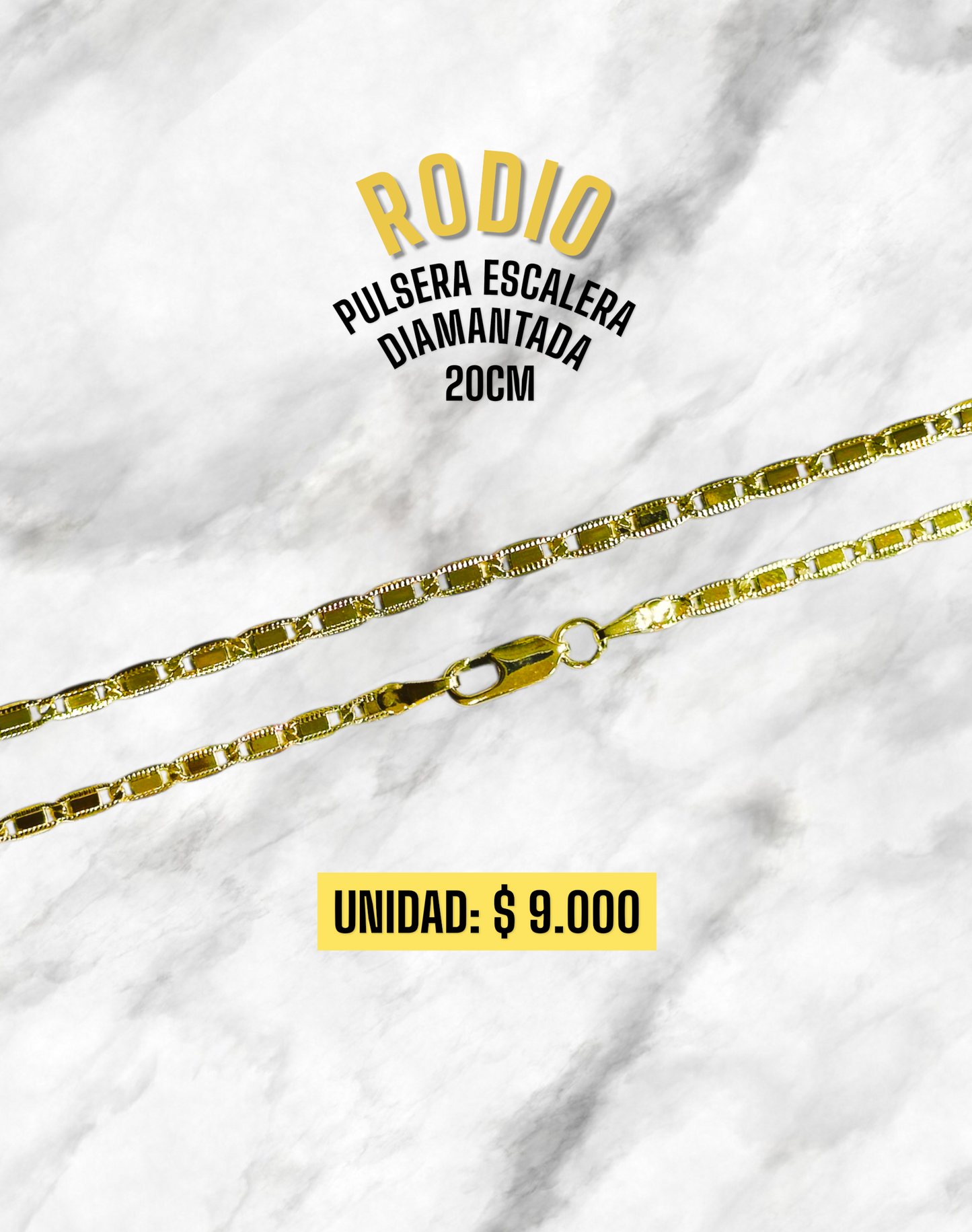 PULSERA ESCALERA DIAMANTADA 20CM RODIO