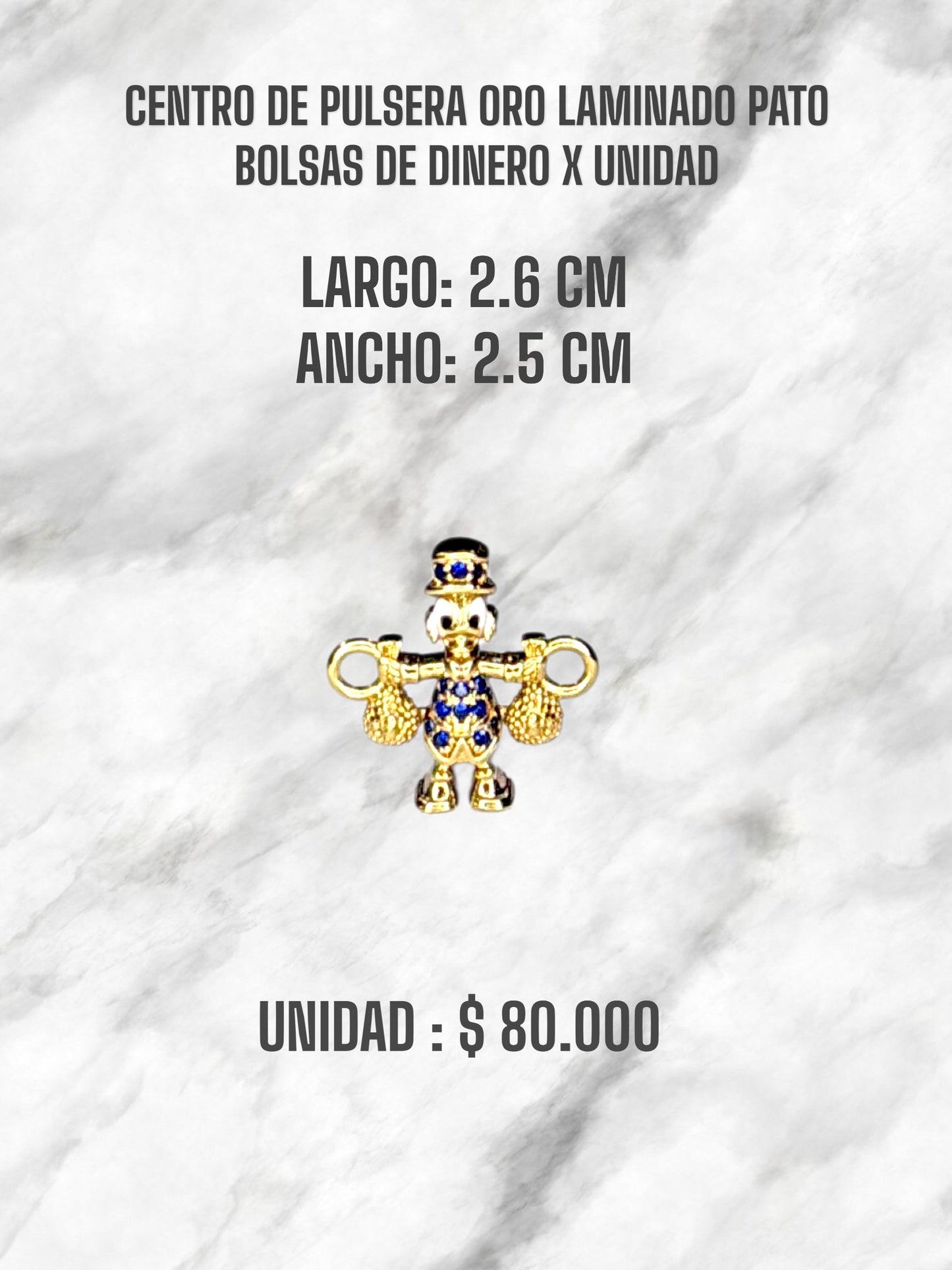 CENTRO DE PULSERA ORO LAMINADO PATO BOLSAS DE DINERO X UNIDAD