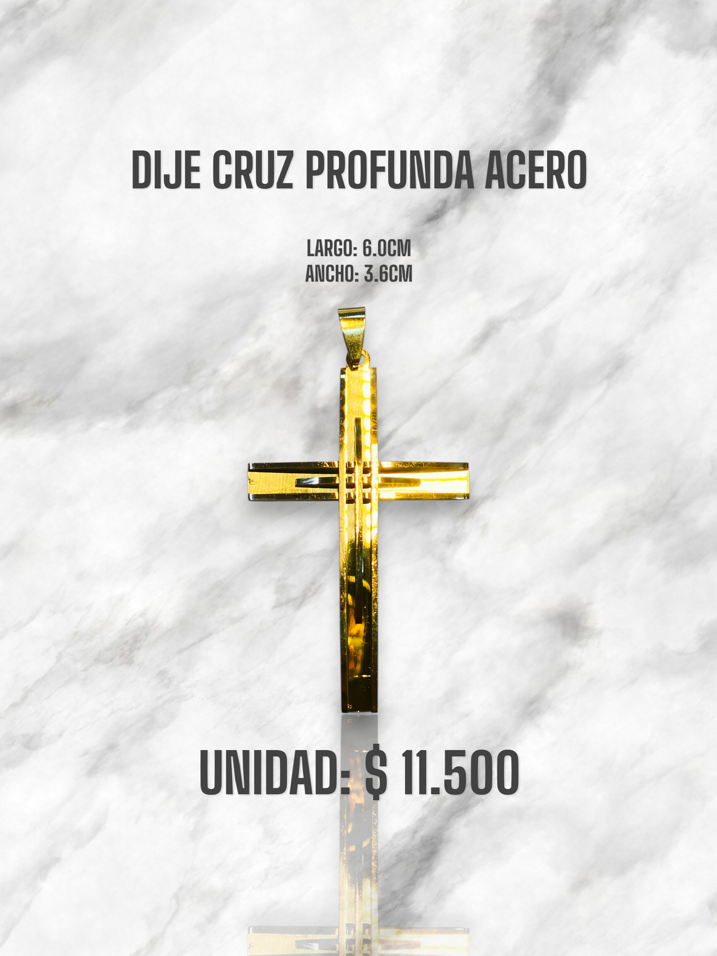 DIJE CRUZ PROFUNDA ACERO