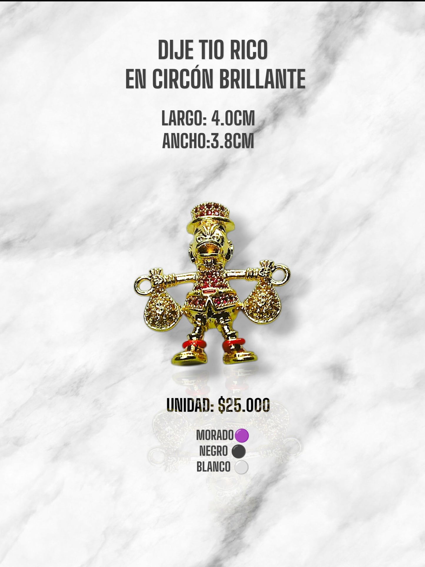 DIJE TIO RICO EN CIRCON BRILLANTE