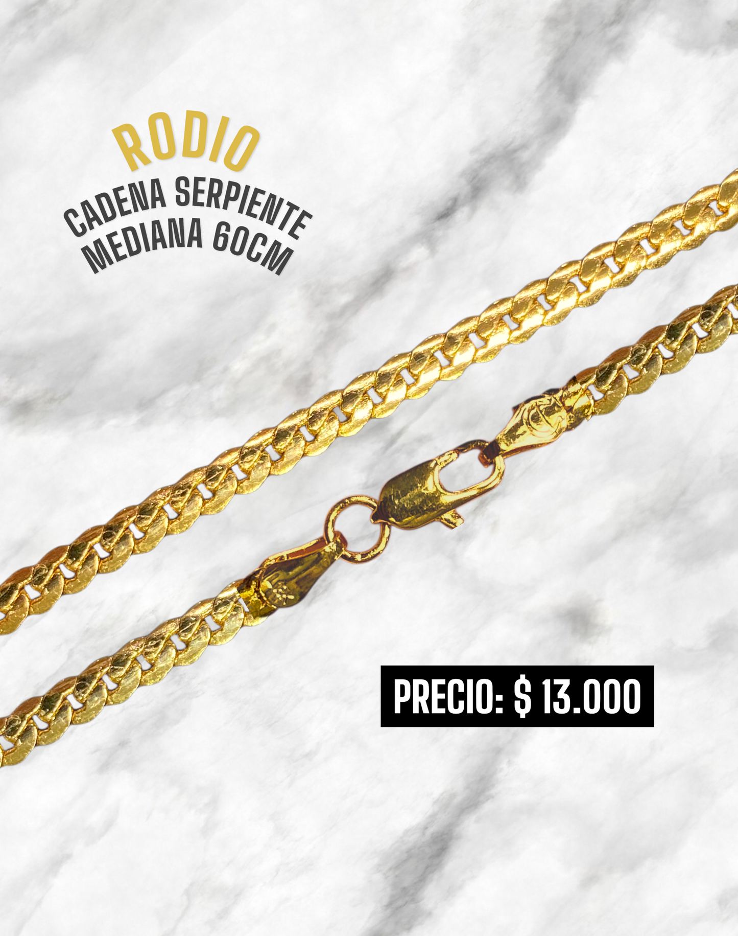 CADENA SERPIENTE 60CM RODIO