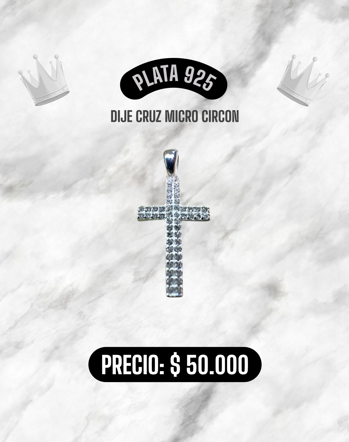 DIJE CRUZ MICRO CIRCON PLATA 925
