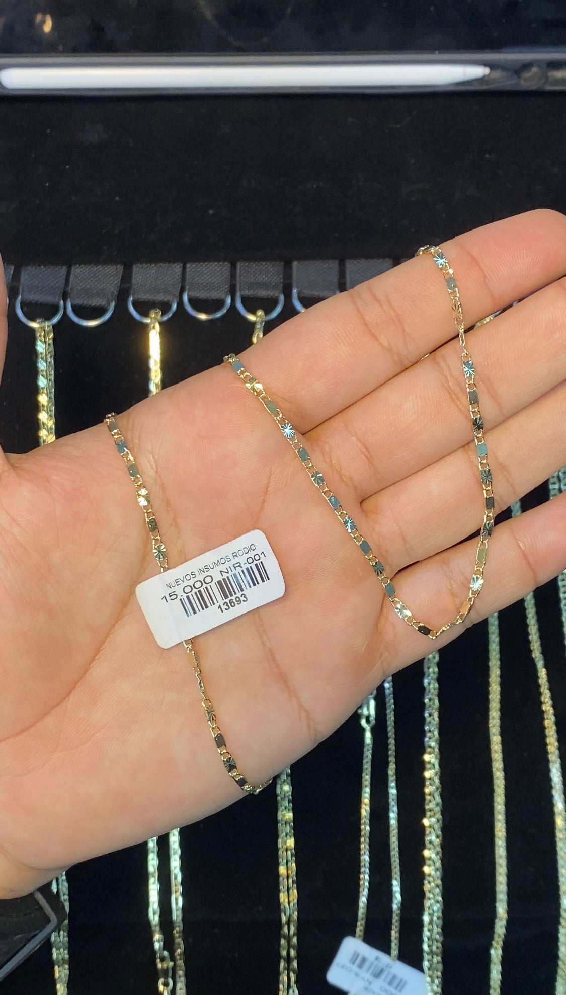CADENA ESPEJO DIAMANTADA 60CM RODIO