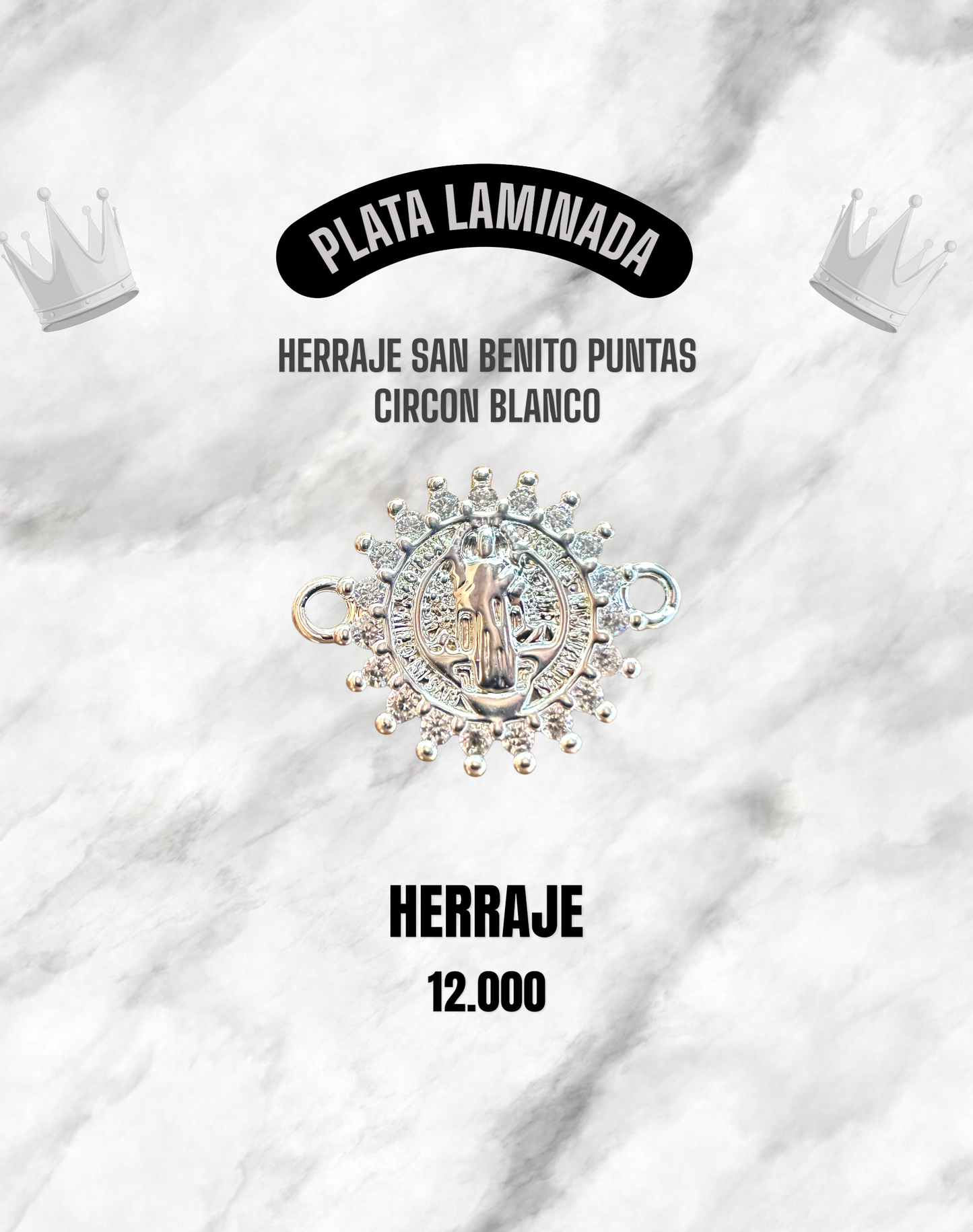 HERRAJE SAN BENITO PUNTAS CIRCÓN BLANCO PLATA LAMINADA