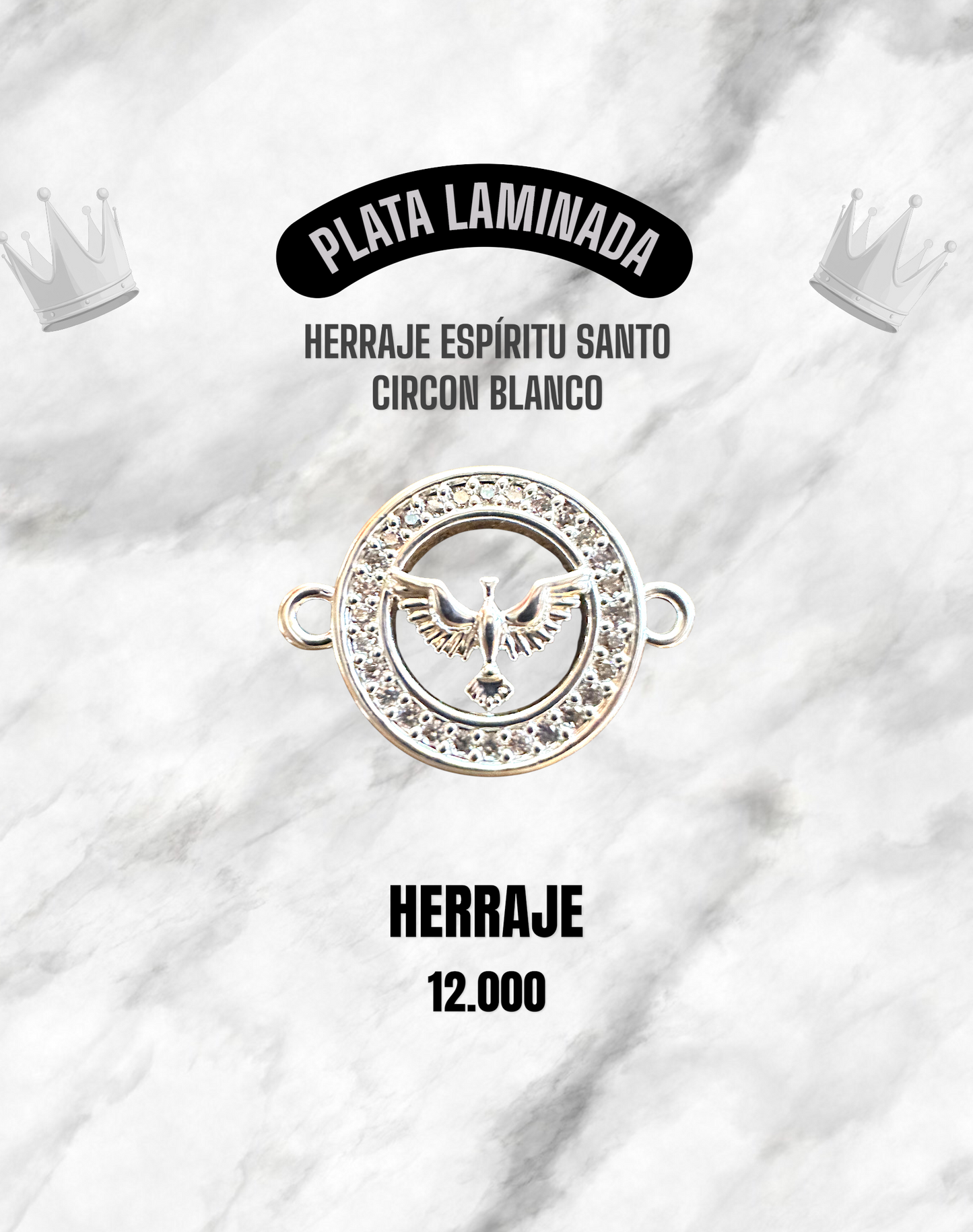 HERRAJE ESPÍRITU SANTO CIRCÓN BLANCO PLATA LAMINADA