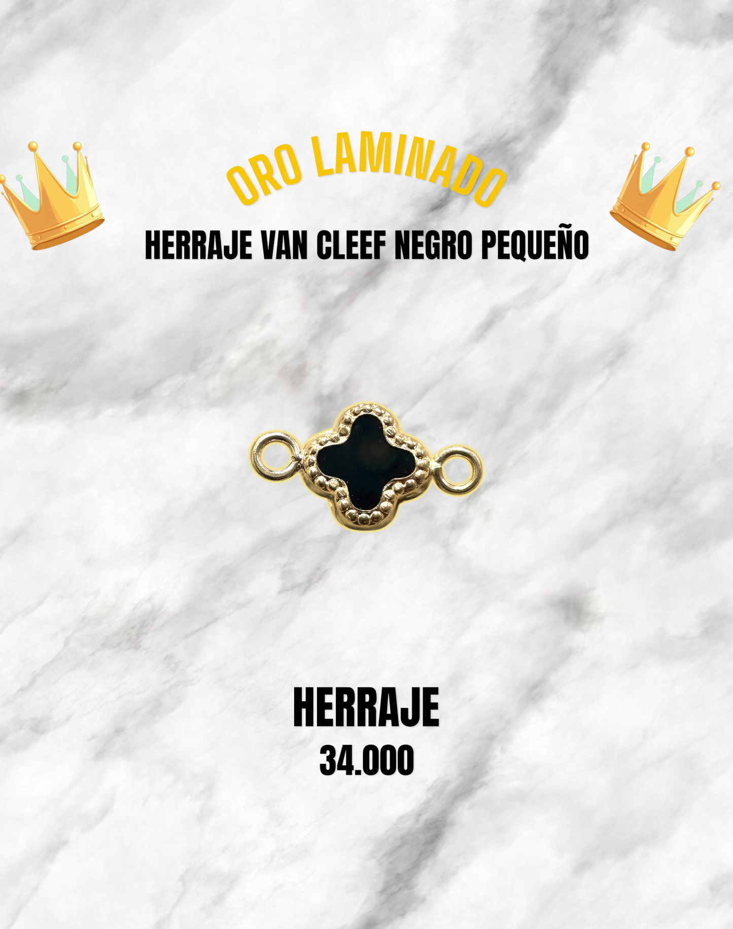 HERRAJE VAN CLEEF NEGRO PEQUEÑO PULSO ORO LAMINADO