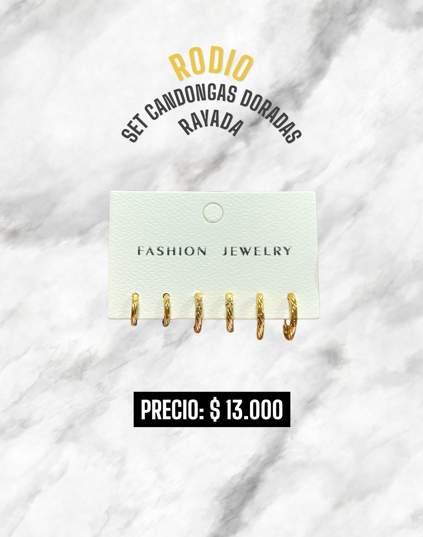 SET CANDONGAS RAYADAS DORADAS RODIO