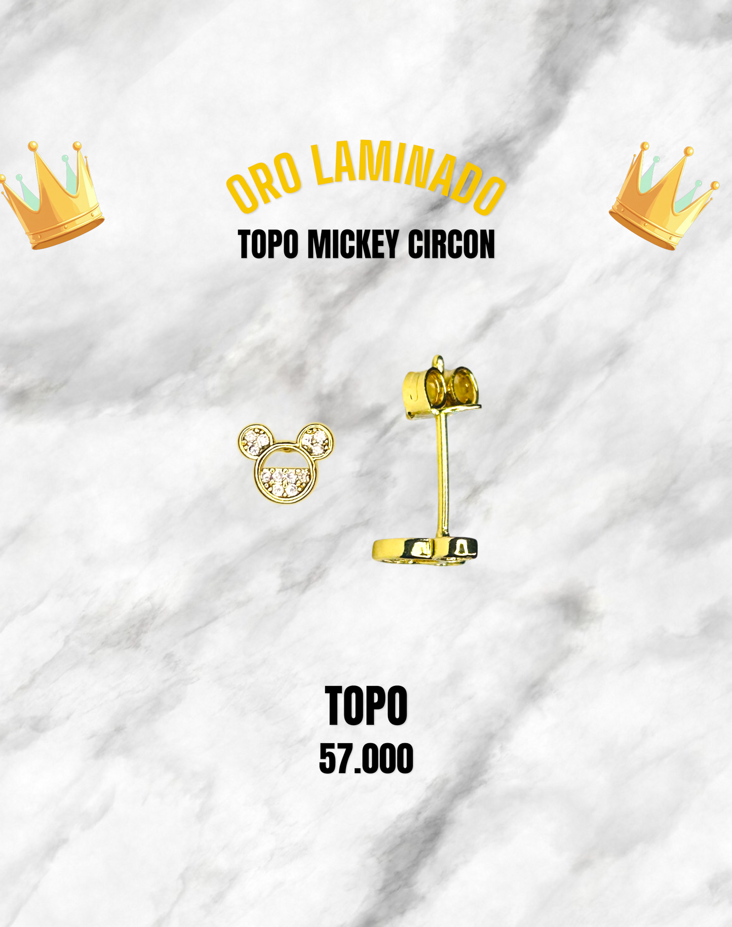 TOPO MICKEY CIRCON ORO LAMINADO