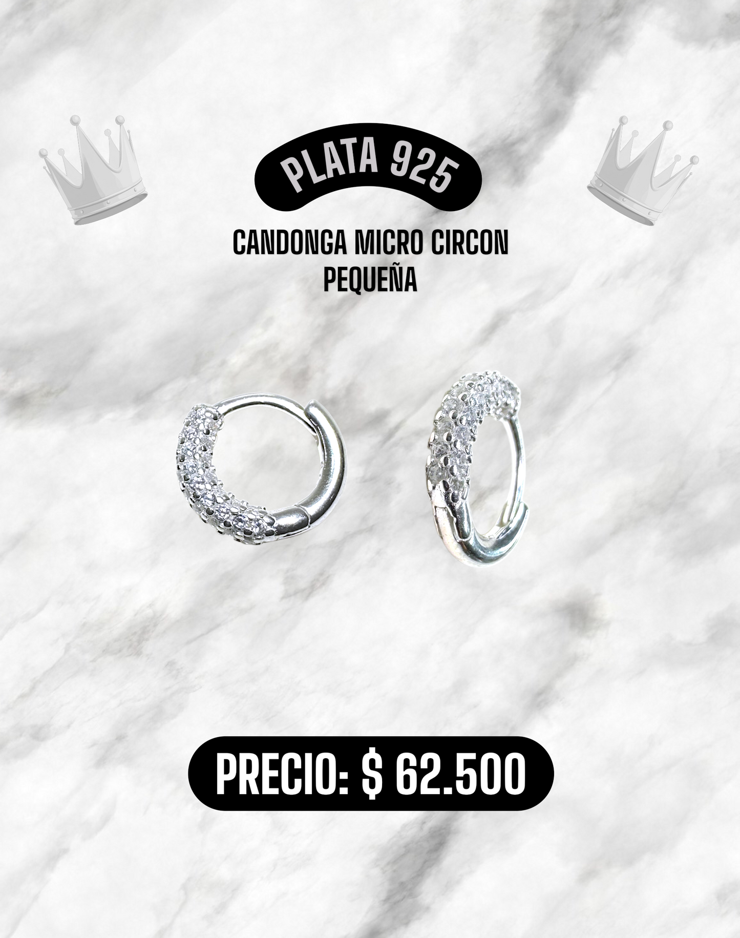 CANDONGA MICRO CIRCON PEQUEÑA PLATA 925