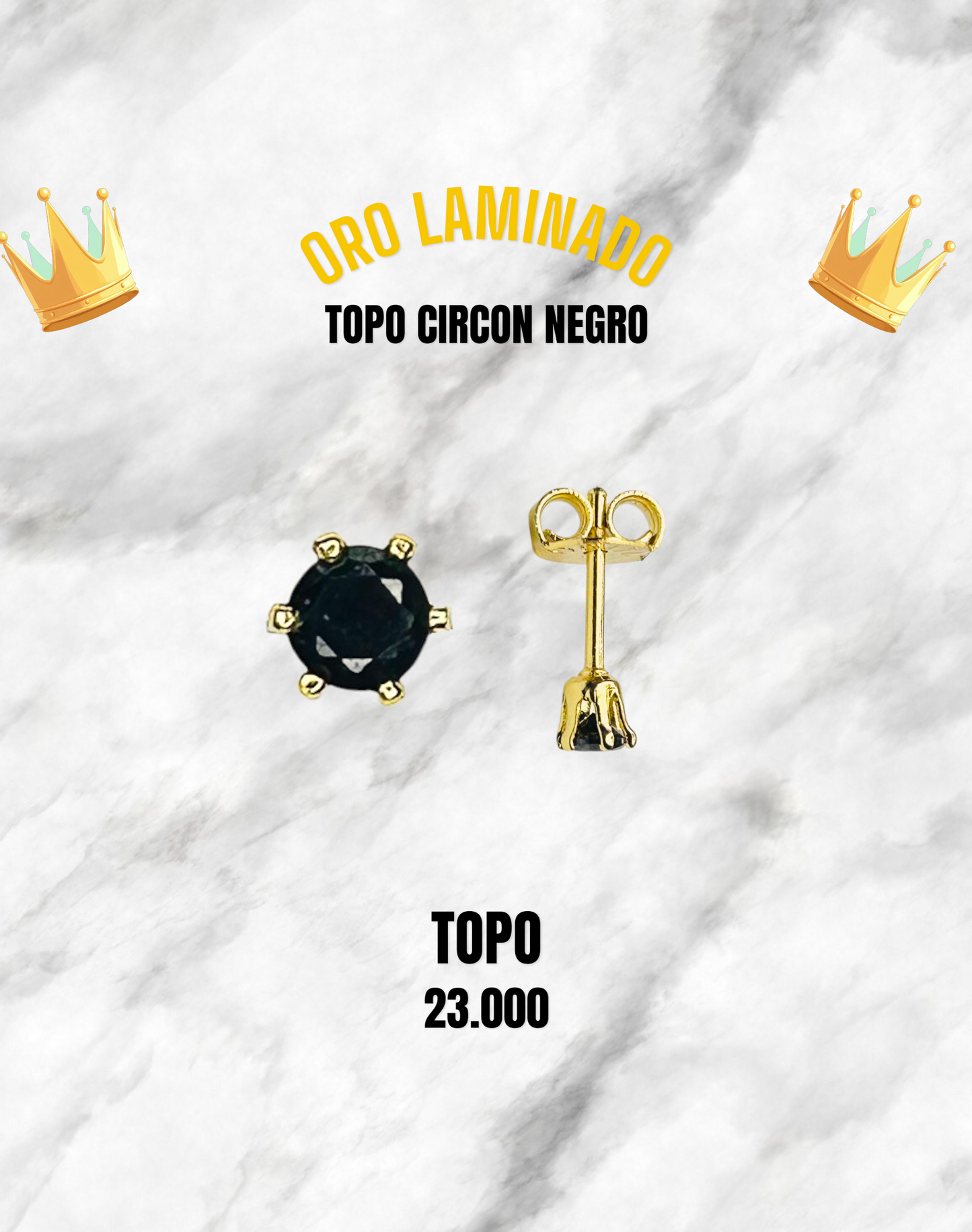 TOPO CIRCON NEGRO ORO LAMINADO