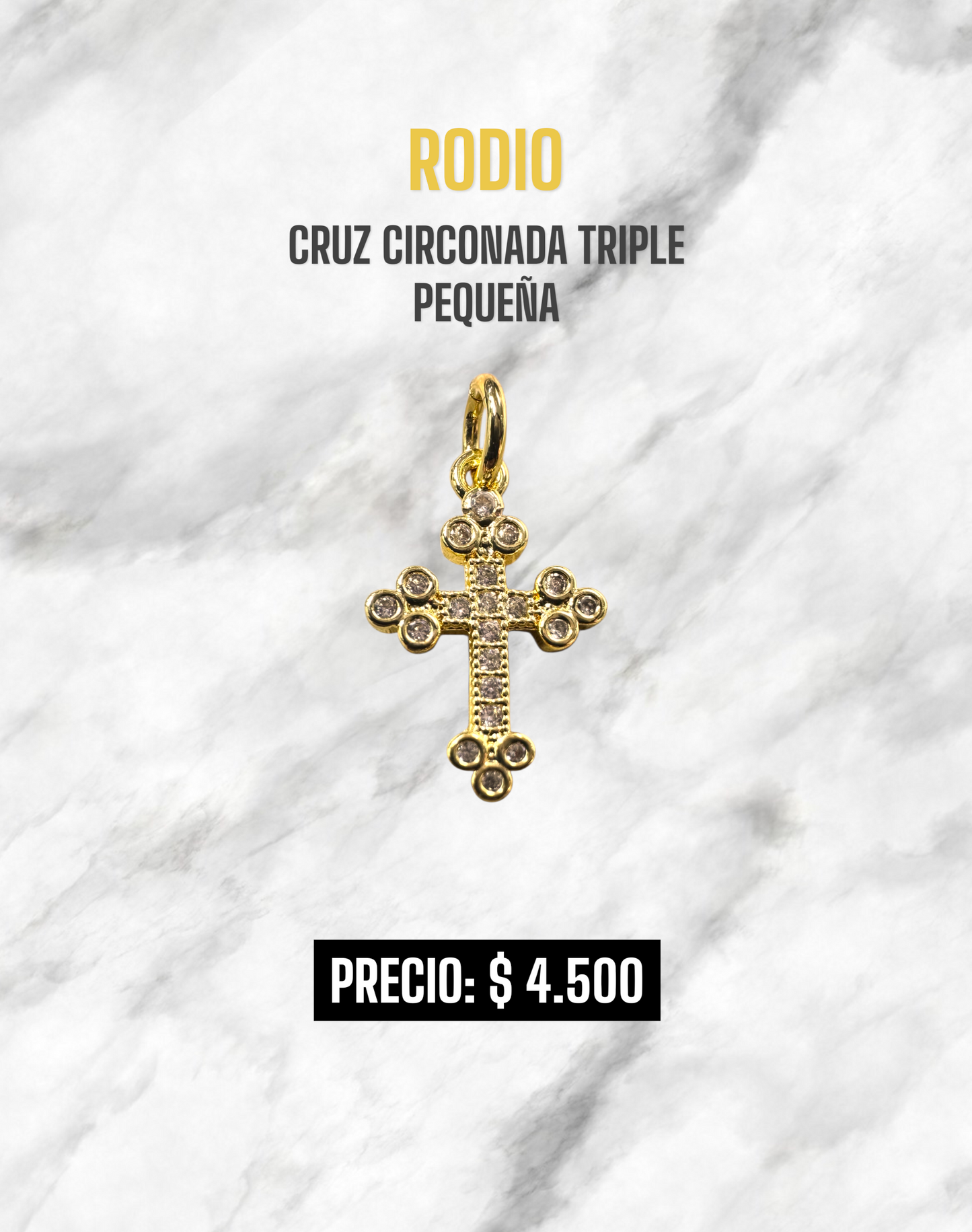 DIJE CRUZ CIRCONADA TRIPLE RODIO