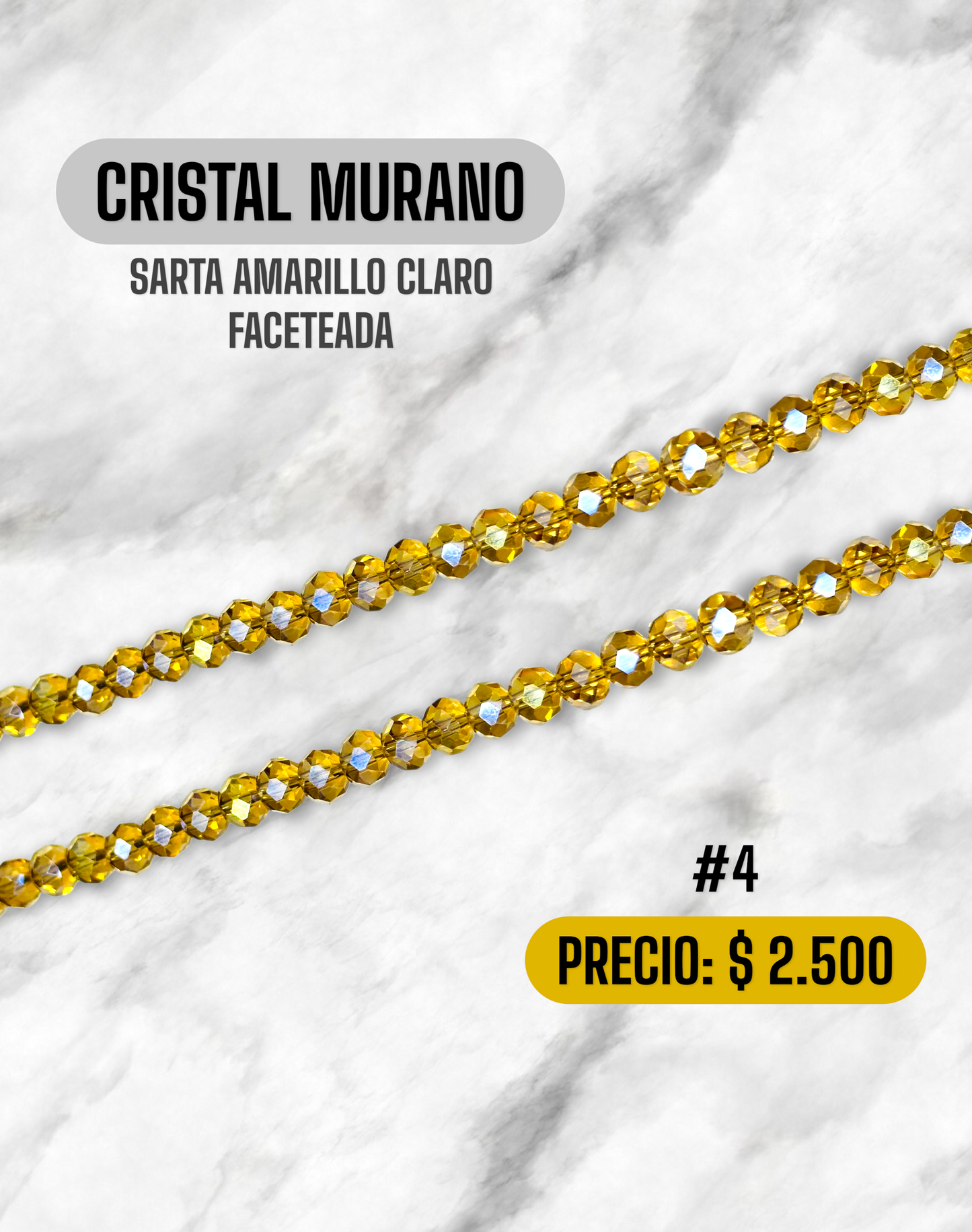 CRISTAL MURANO AMARILLO CLARO FACETADA