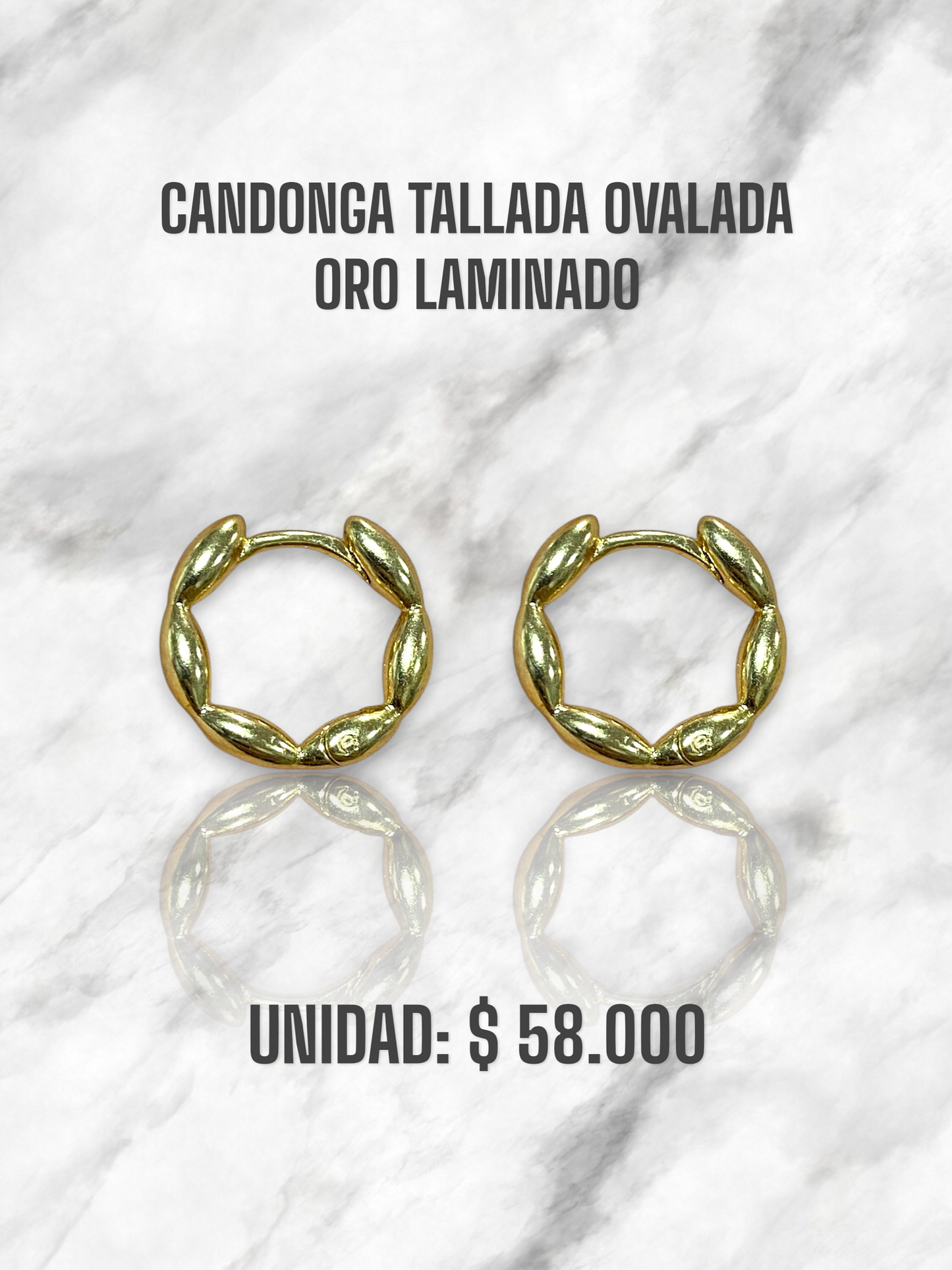 CANDONGA TALLADA OVALADA ORO LAMINADO