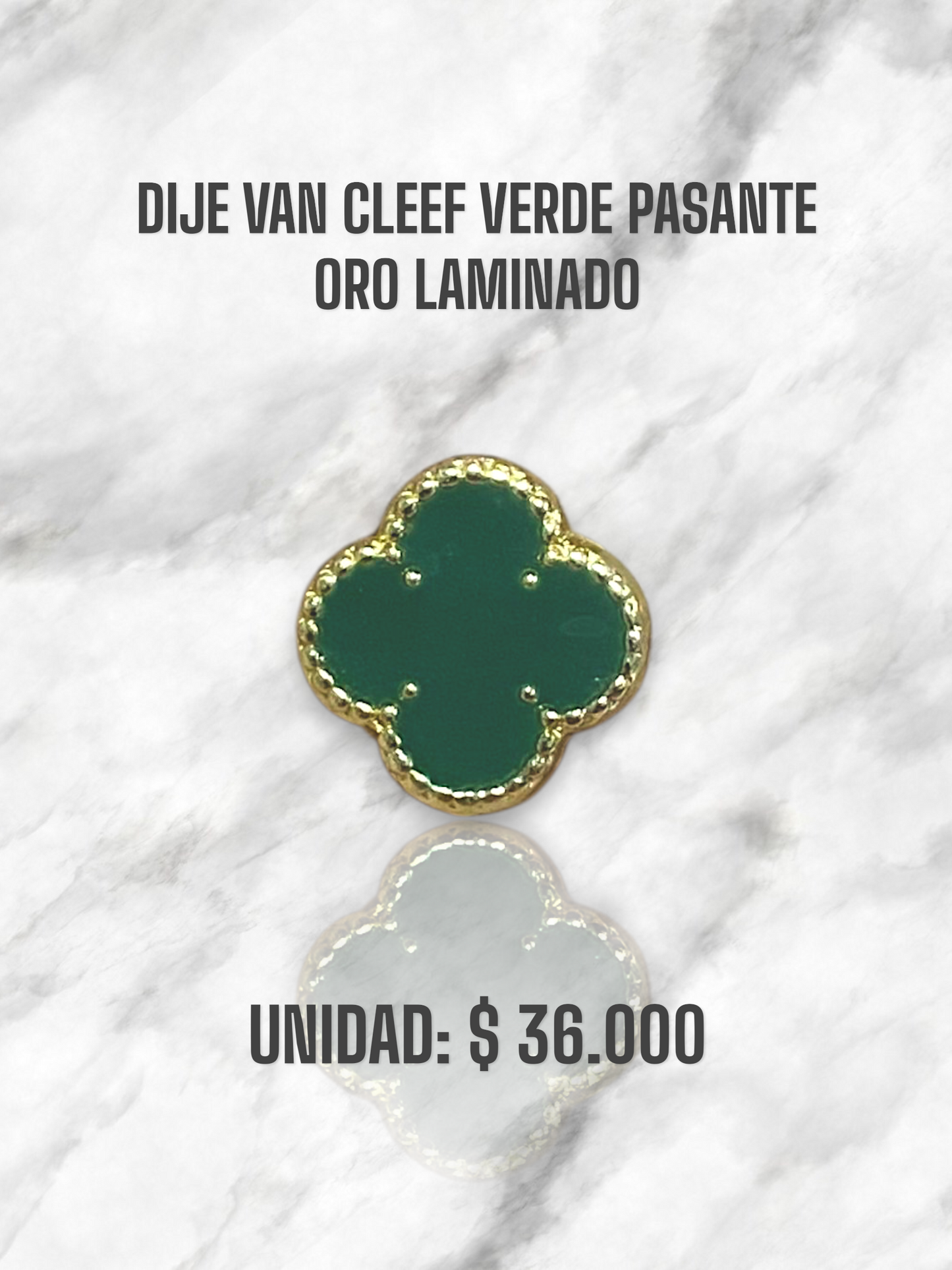 DIJE VAN CLEEF VERDE PASANTE ORO LAMINADO