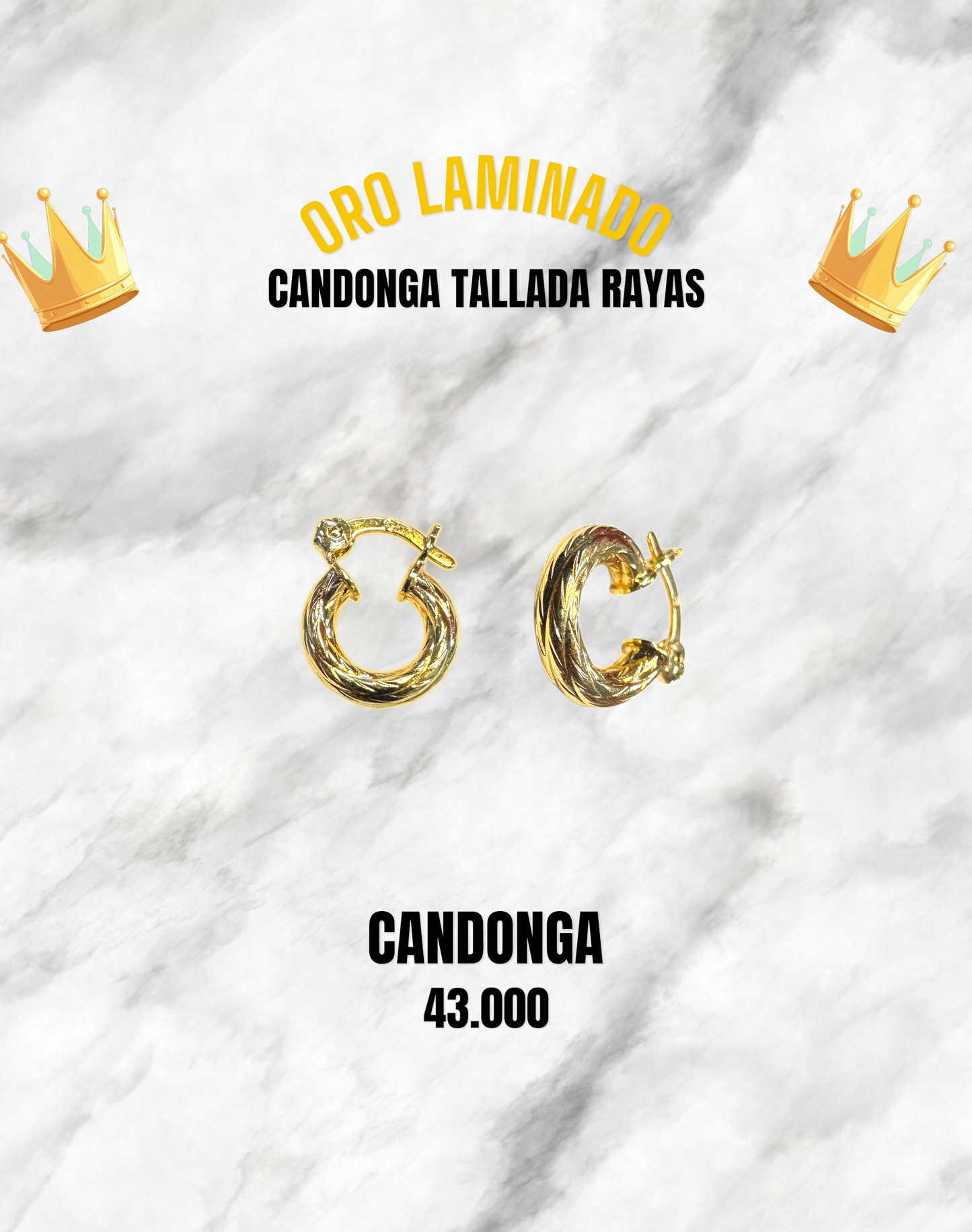 CANDONGA TALLADA RAYAS ORO LAMINADO