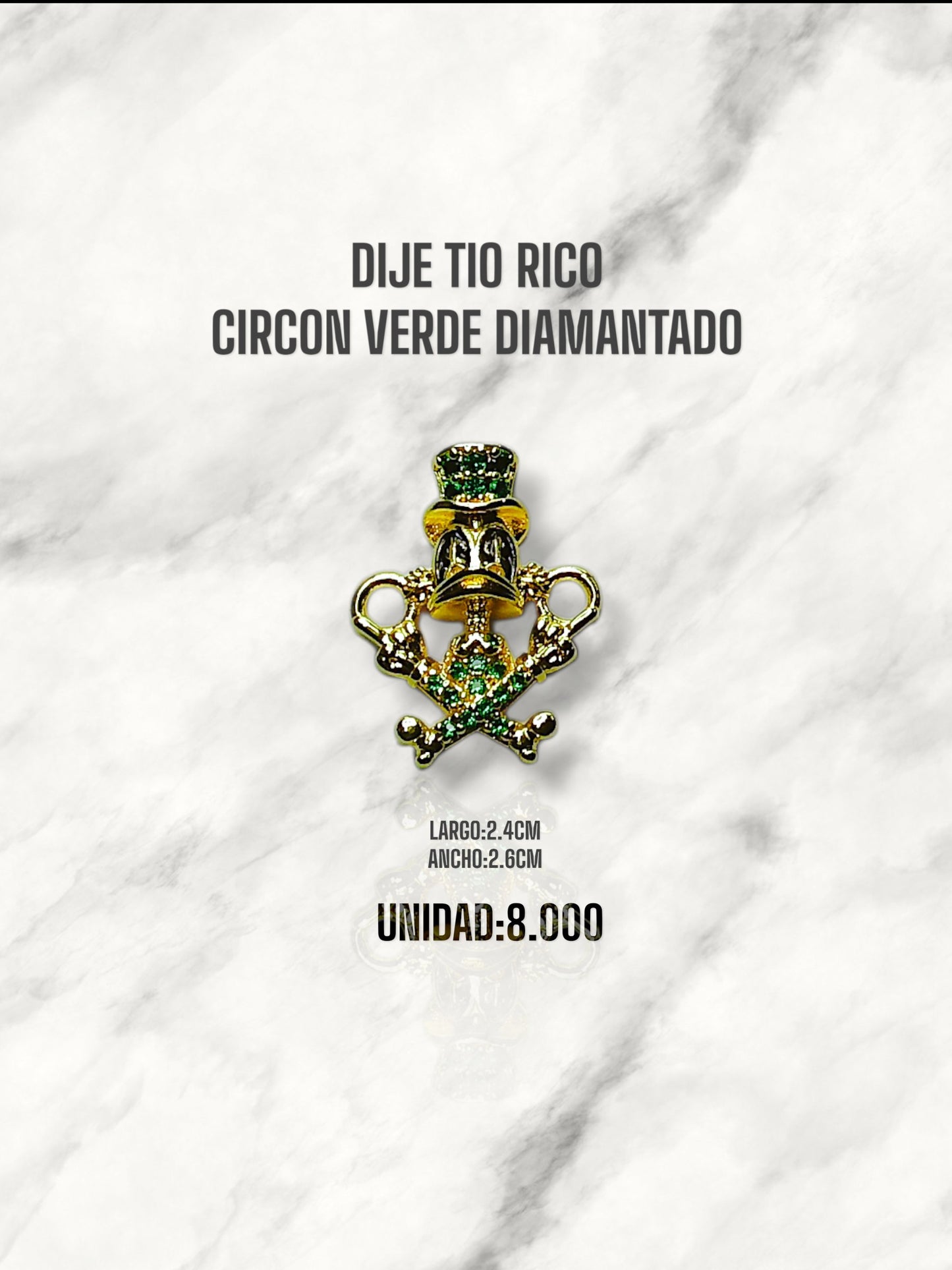 DIJE TIO RICO CIRCON VERDE DIAMANTADO