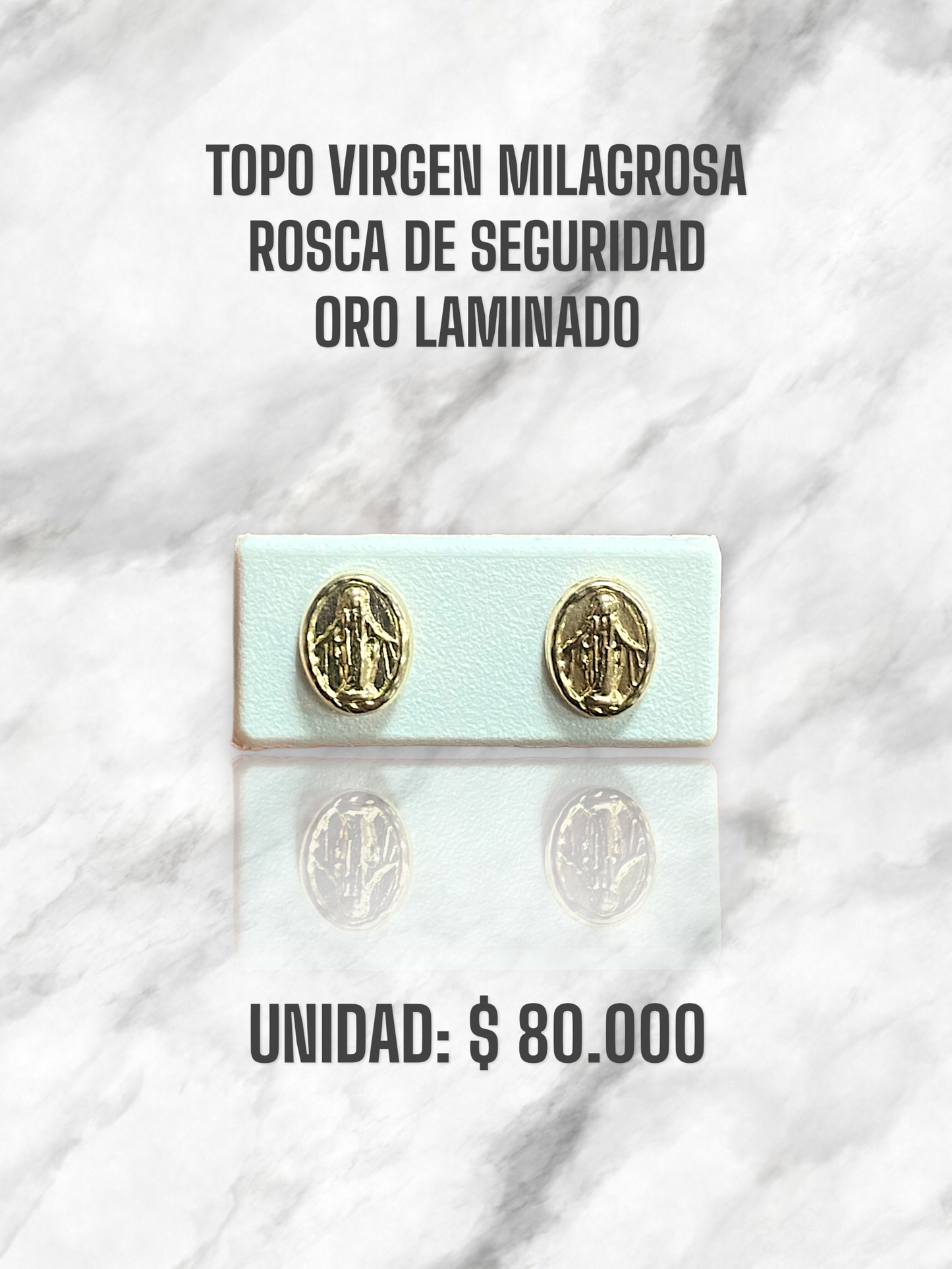 TOPO VIRGEN MILAGROSA PEQUEÑA ROSACA S. ORO LAMINADO