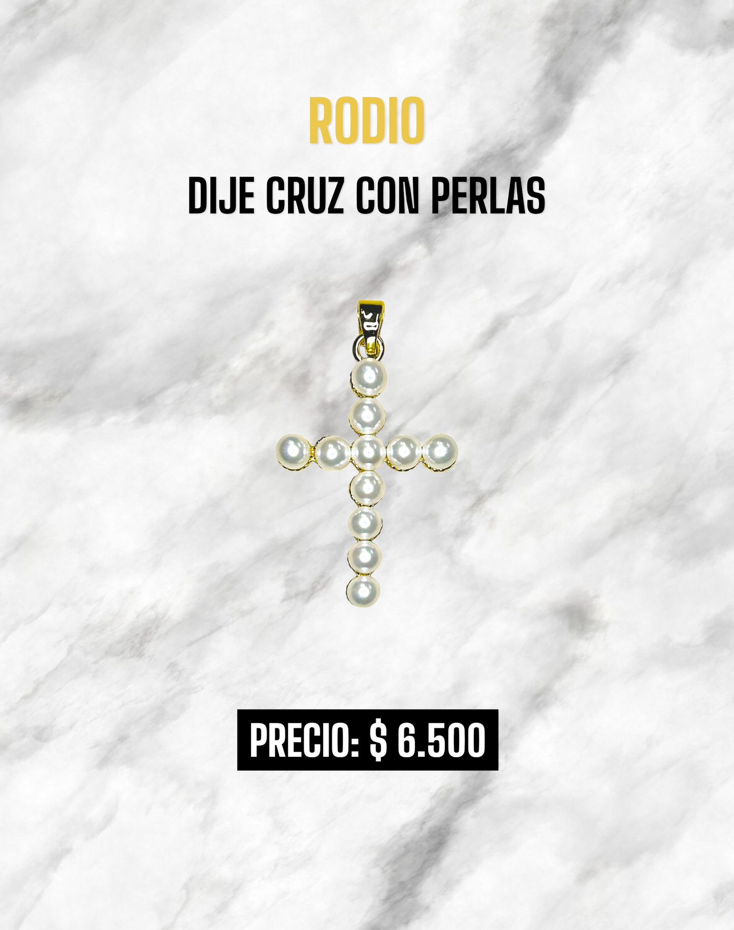 DIJE CRUZ CON PERLAS RODIO