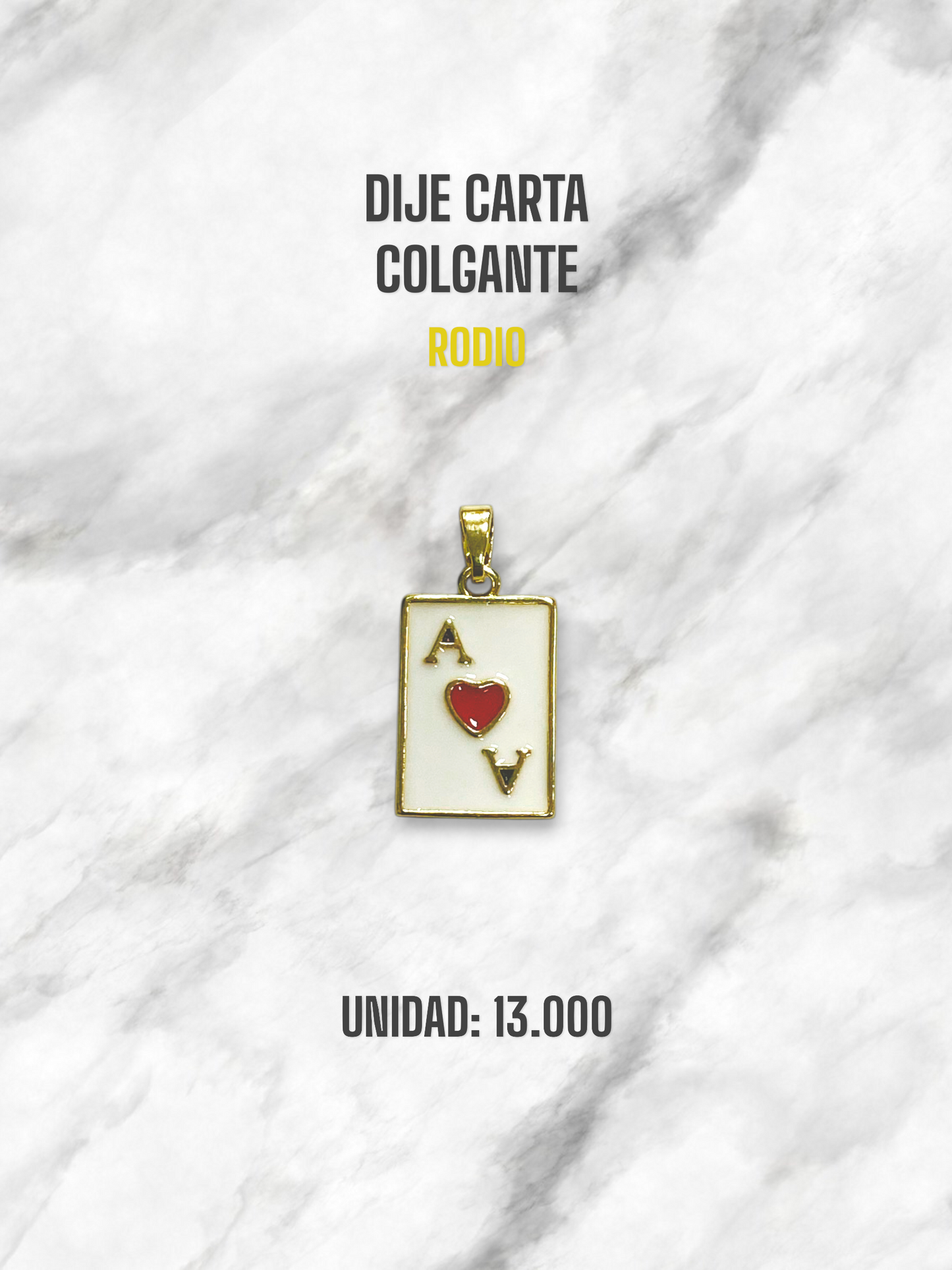 DIJE CARTA COLGANTE RODIO